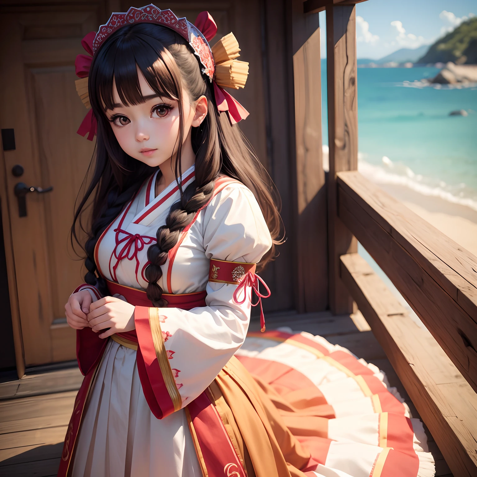 Cute anime girl, wearing traditional dress, ultra realistic, 8k,