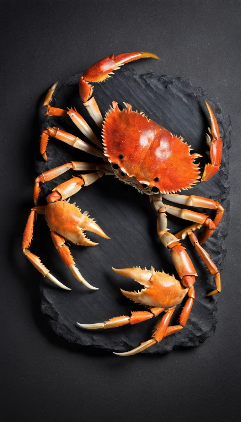 Cooked hairy crab,Pure black background
