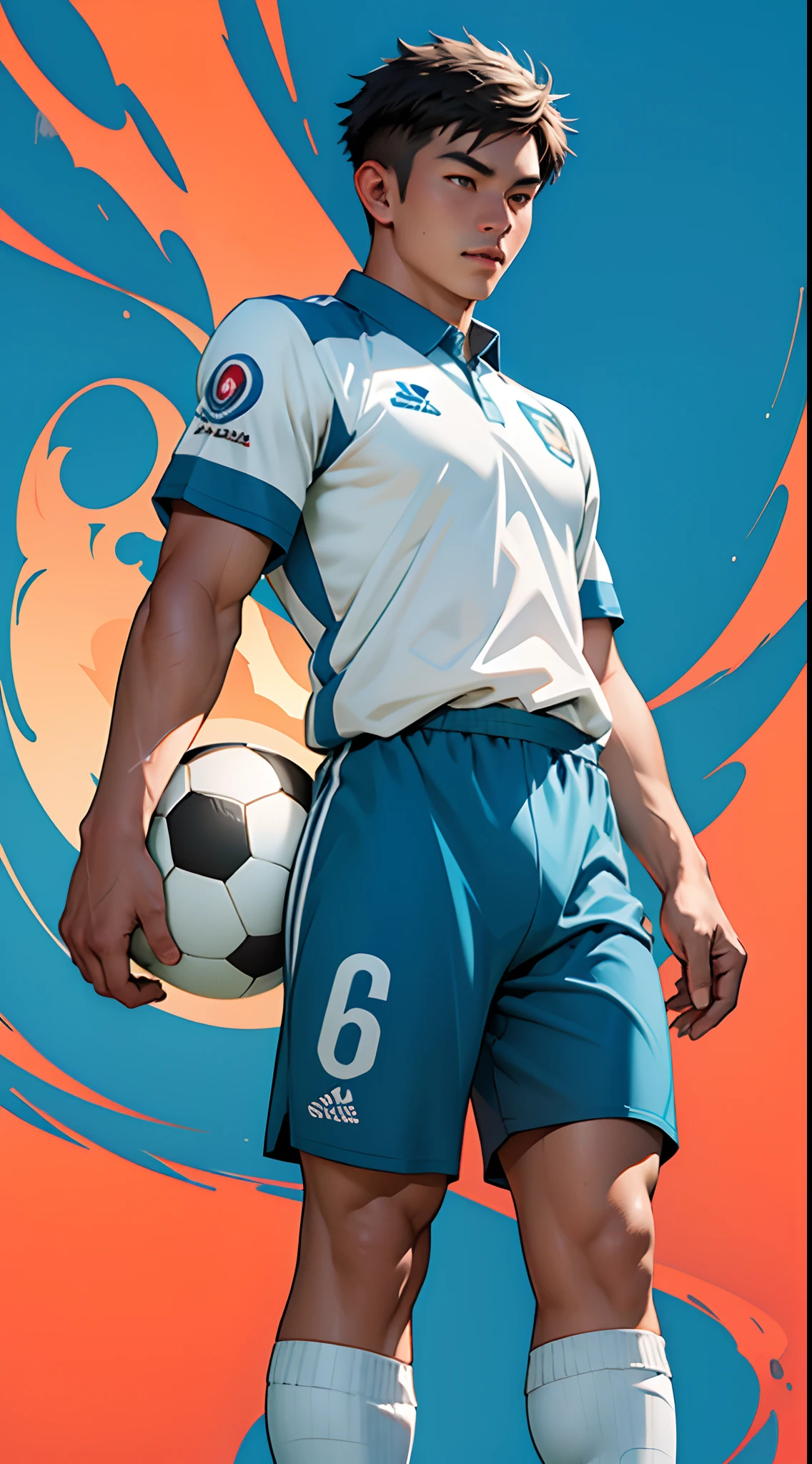 (Best quality,A high resolution,Ultra-detailed,Realistic:1.2),2023 Asian Games,soccer player,(promotional poster)。