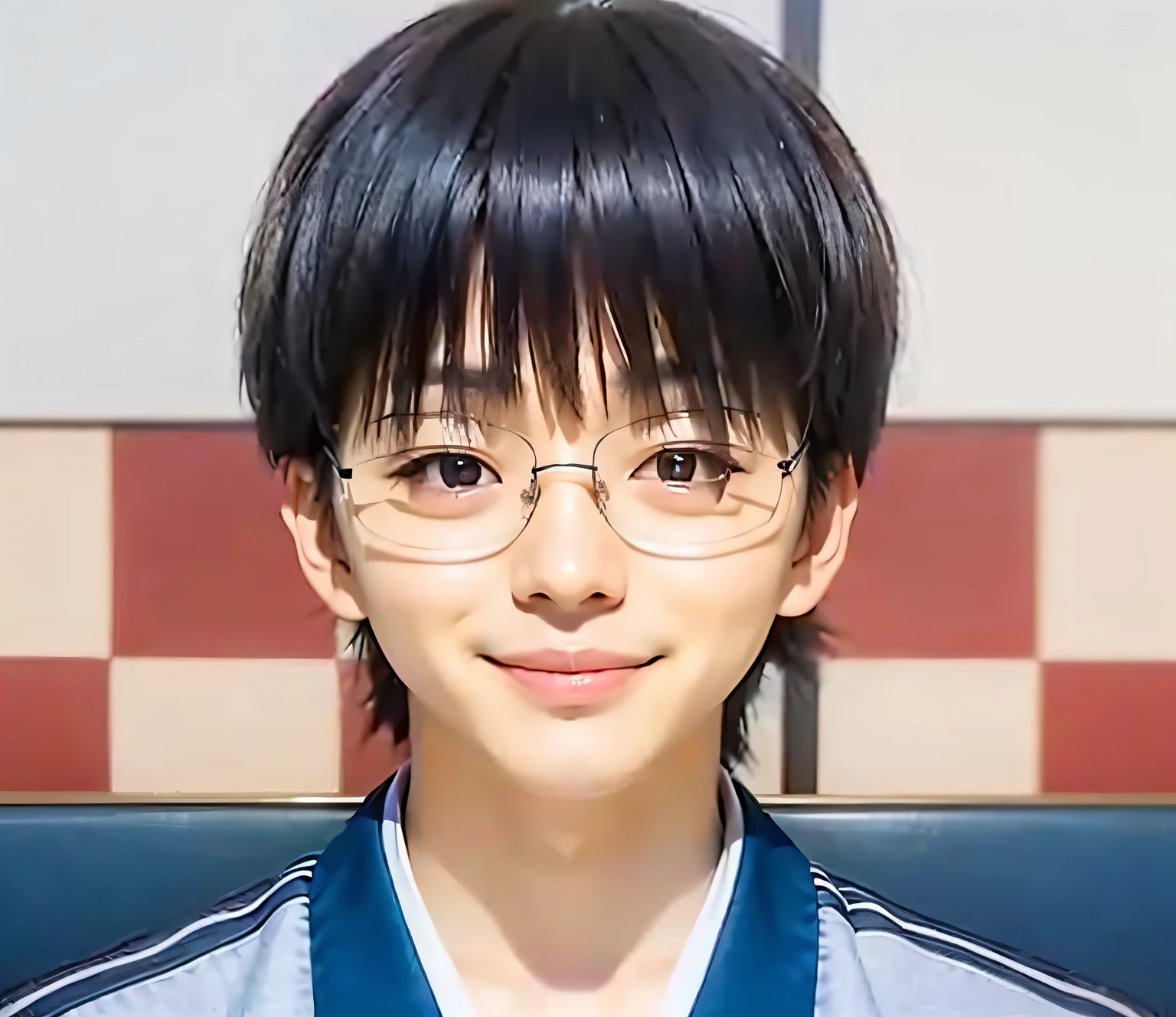 A Japanese man smiling with black hair, ultra realistic, high quality, detailed face, photo realistic