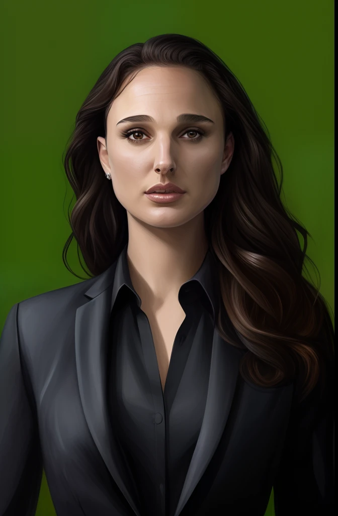 arafed image of a woman in a black suit and black shirt, digital illustration portrait, high quality portrait, realistic female portrait, digital portrait, epic portrait illustration, gal gadot portrait, digital art portrait, portrait illustration, digital art of an elegant, detailed illustration portrait, character art portrait, woman in black business suit, girl in suit, detailed color portrait