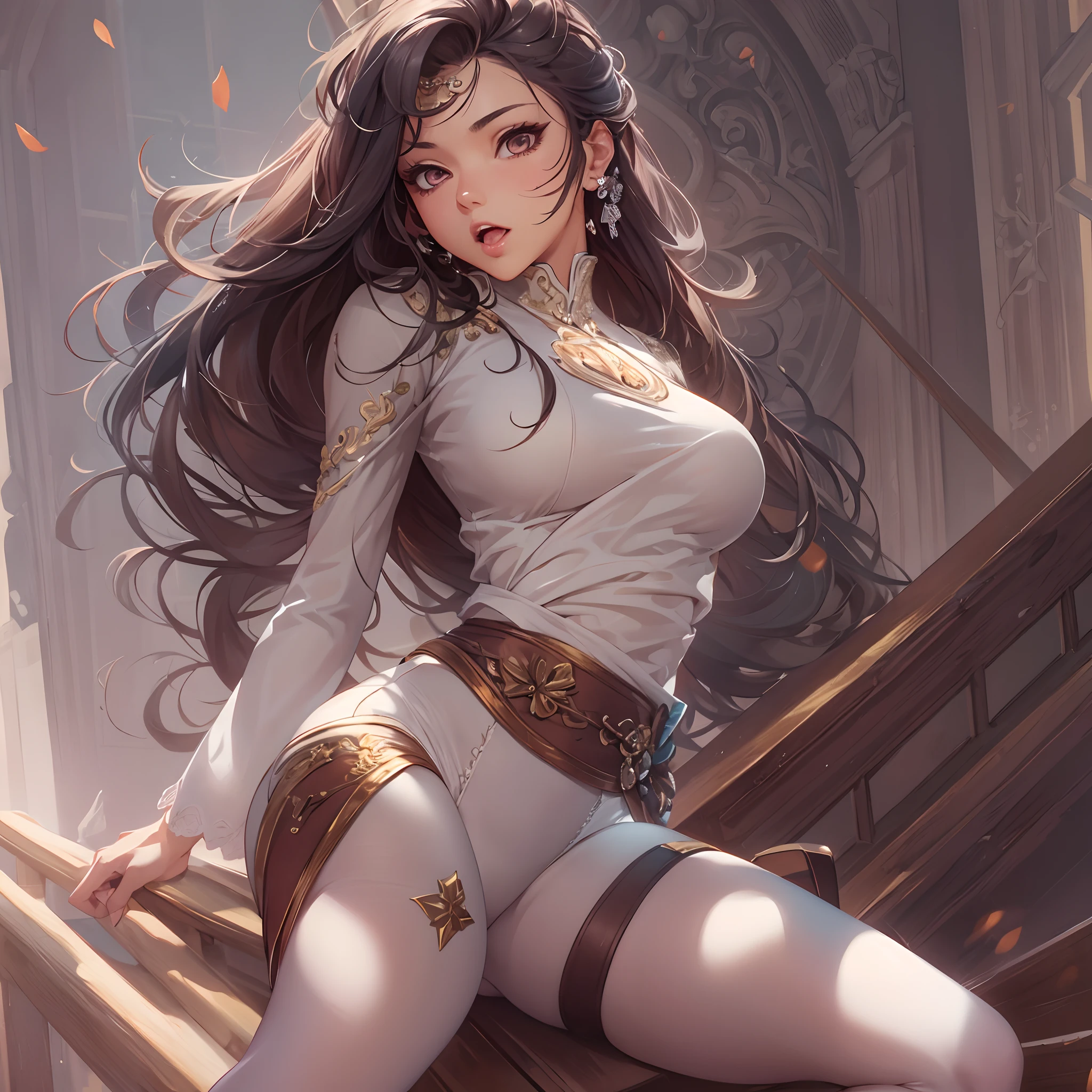 ((Masterpiece, Highest quality)), Detailed face, full bodyesbian, perfectly proportions,Full of details, Martial arts girl,lacepantyhose,epic exquisite character art,Natural light