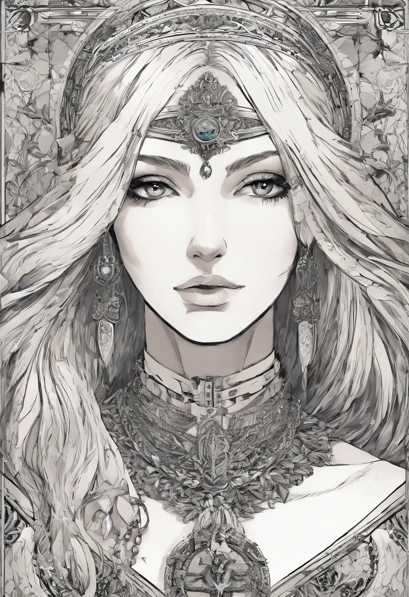 um close up de uma mulher com longos cabelos brancos e um colar, the goddess artemis smirking, portrait knights of zodiac girl, also known as artemis the selene, Griffith, Berserk, A Deusa Hera parecendo irritada, sacerdotisa, A Deusa Hera parecendo irritada, knights of zodiac girl, Obra-prima Deusa da Tristeza, A deusa grega Afrotita, Griffith