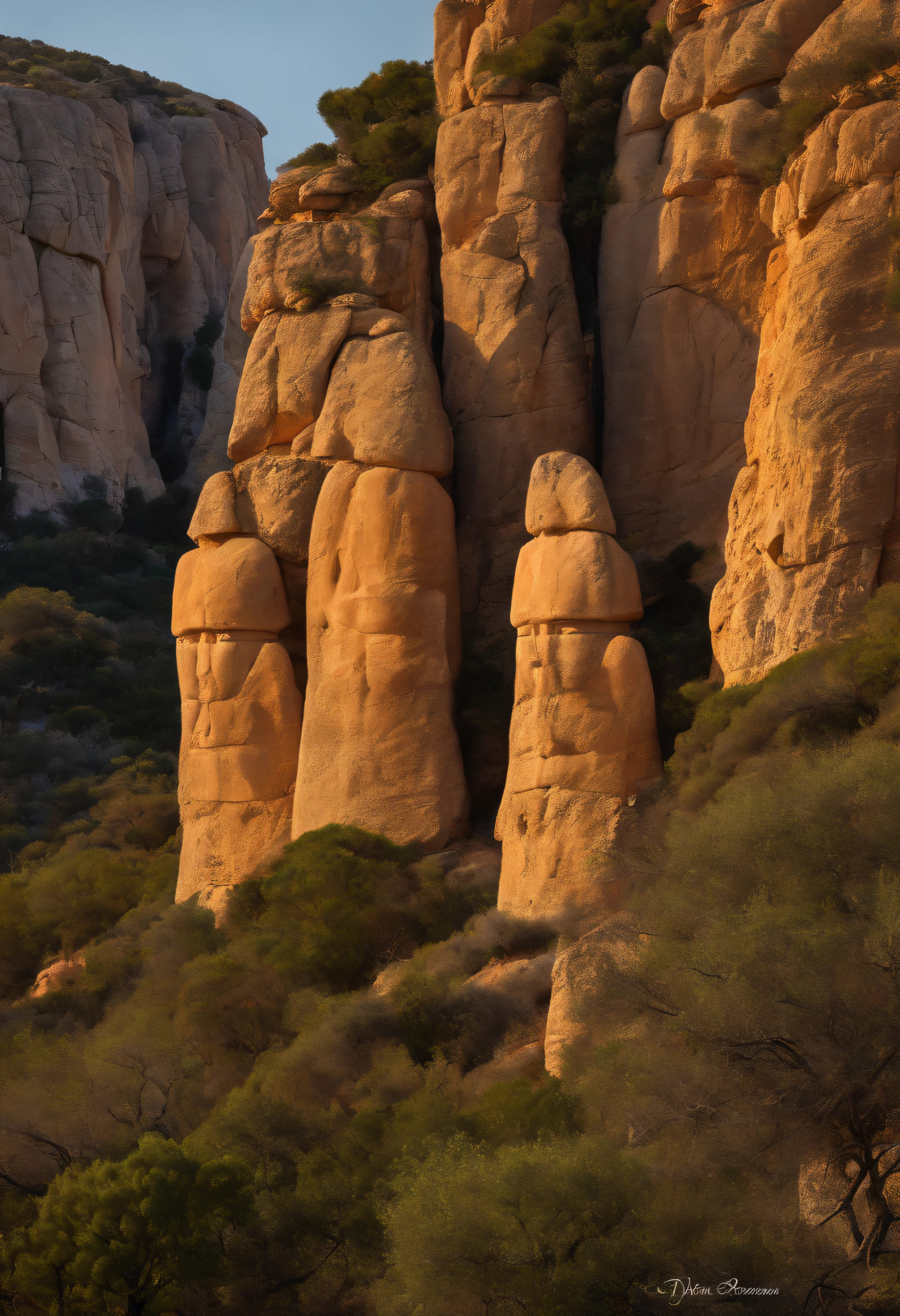 the giants of Mont'e Prama, Sardinia, history, photorealistic, high detail, allegory