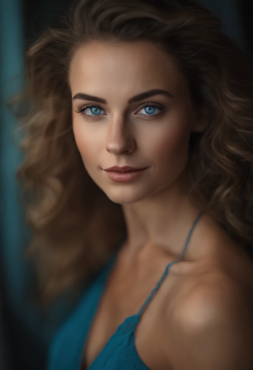 german woman, young, petite, large blue hazel eyes, exaggerated facial features, ultra realistic, meticulously detailed, hungarian eyes, yoga stretches, tight clothing, exposed feet, looking directly at the camera, full shot, sexy expression, natural makeup, small to medium bust