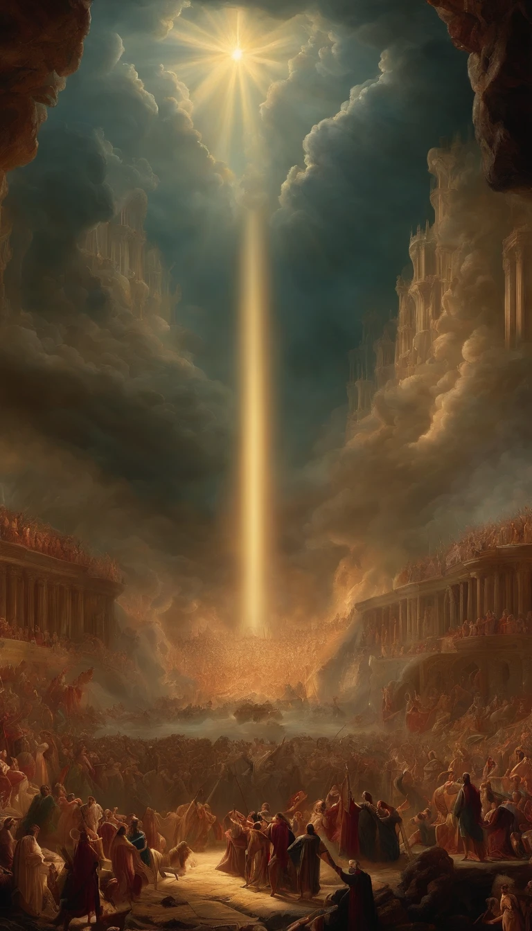 "The Last Judgement artwork inspired by the dramatic style of British artist John Martin." Lots of peoples, extremely detailed, 4K