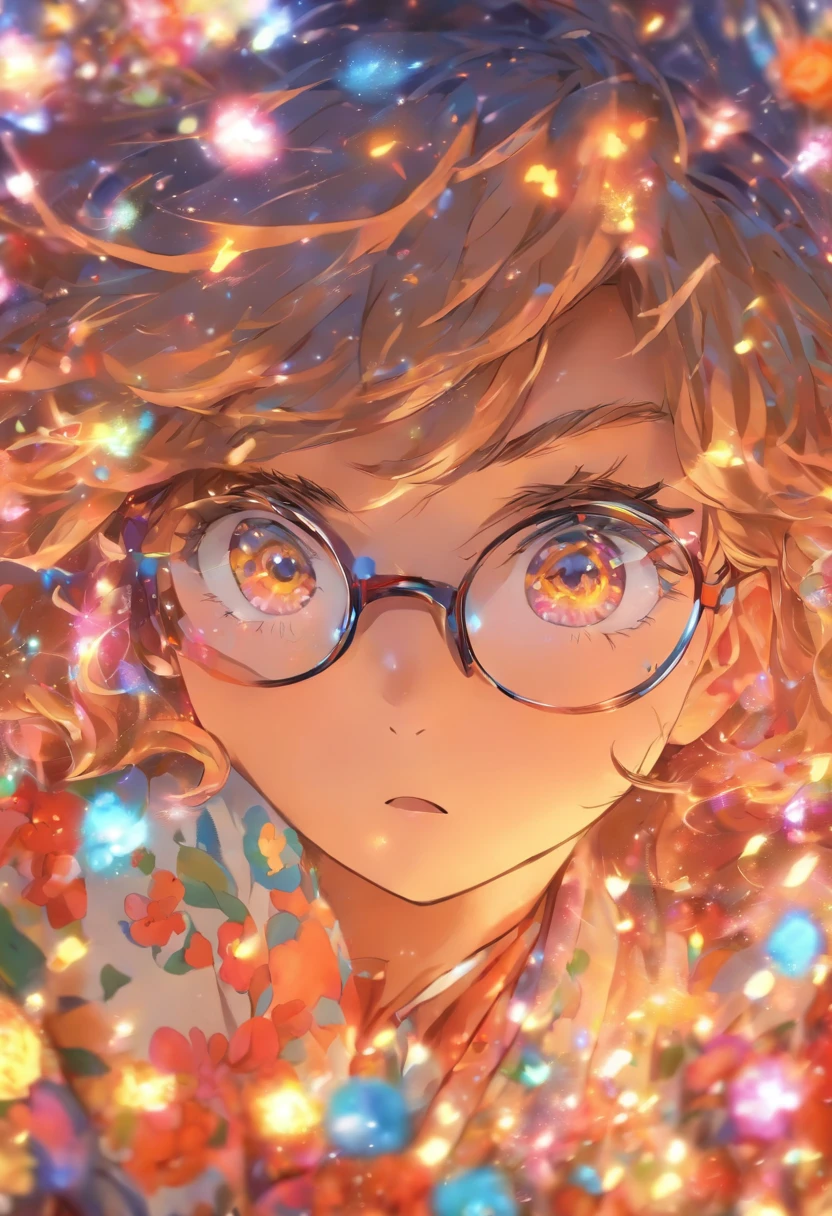 Qualidade em primeiro lugar,Obra-prima em detalhes,A middle-aged woman wears glasses,Retrato,clivagem em close-up,Several students wrote,Olhando para o livro,na sala de aula,flores frescas,Rico em Cores