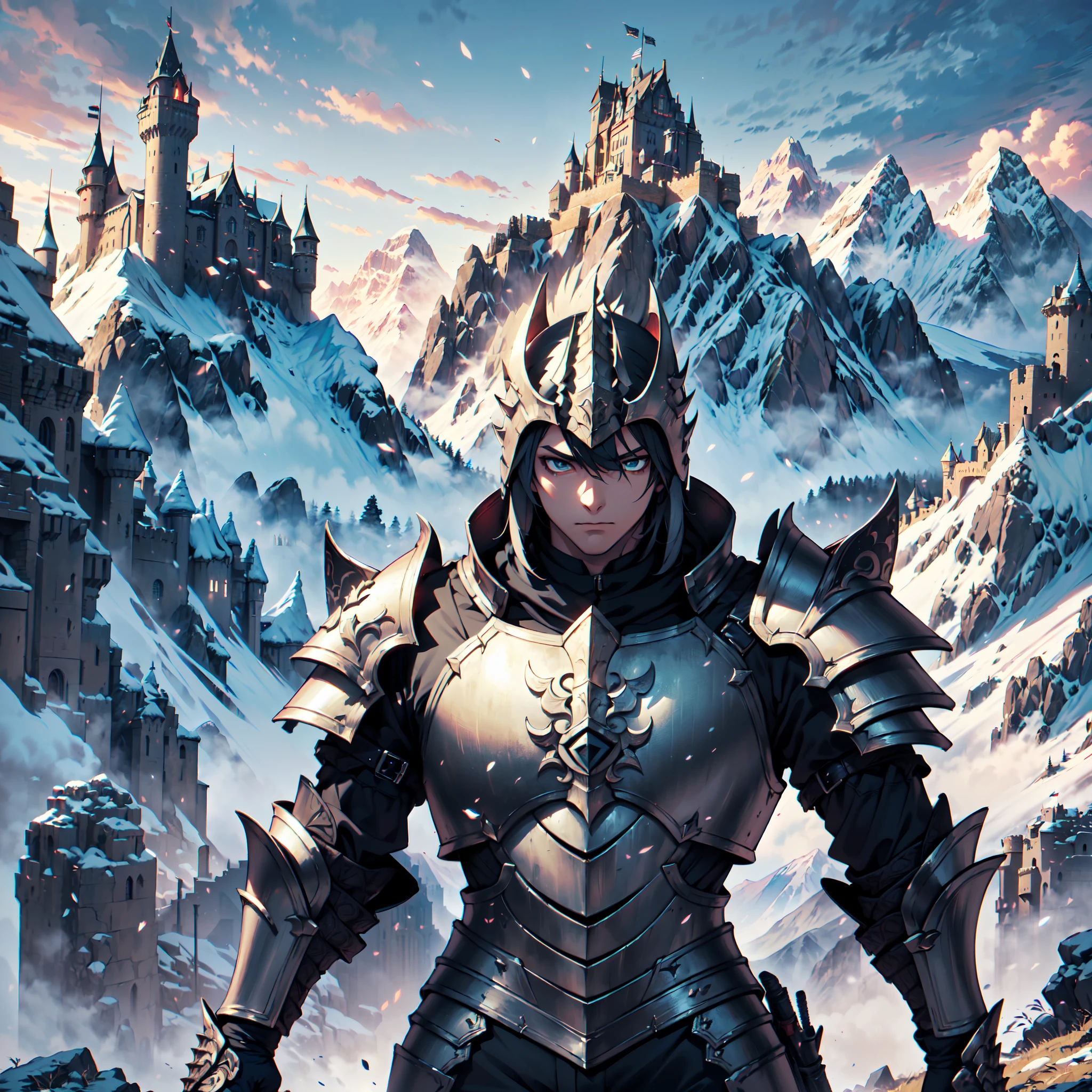 128K Resolution,
Ultra High Definition,
Best Quality,
Hyper Detailed,
Masterpiece,
Anime,
Body Shot,
1 Boy,
Handsome,
Hyper Detailed Short Hair,
(((Hyper Detailed Armor Plates))),
(((Hyper Detailed Undershirt))),
(((Hyper Detailed Baron Armor))),
(((Mountain Castle Background Scenery))),