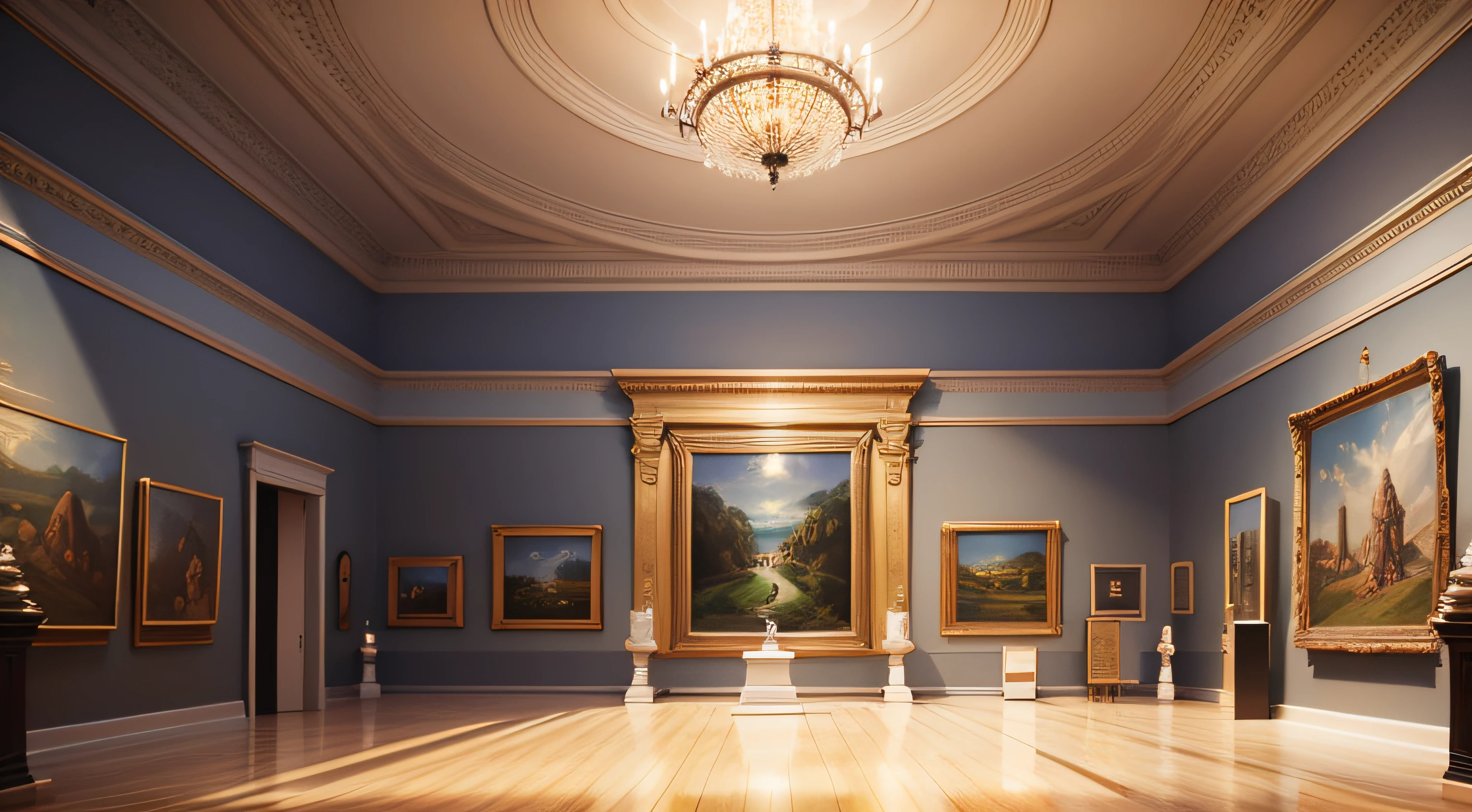 Exhibition hall of a museum displaying masterpieces from around the world