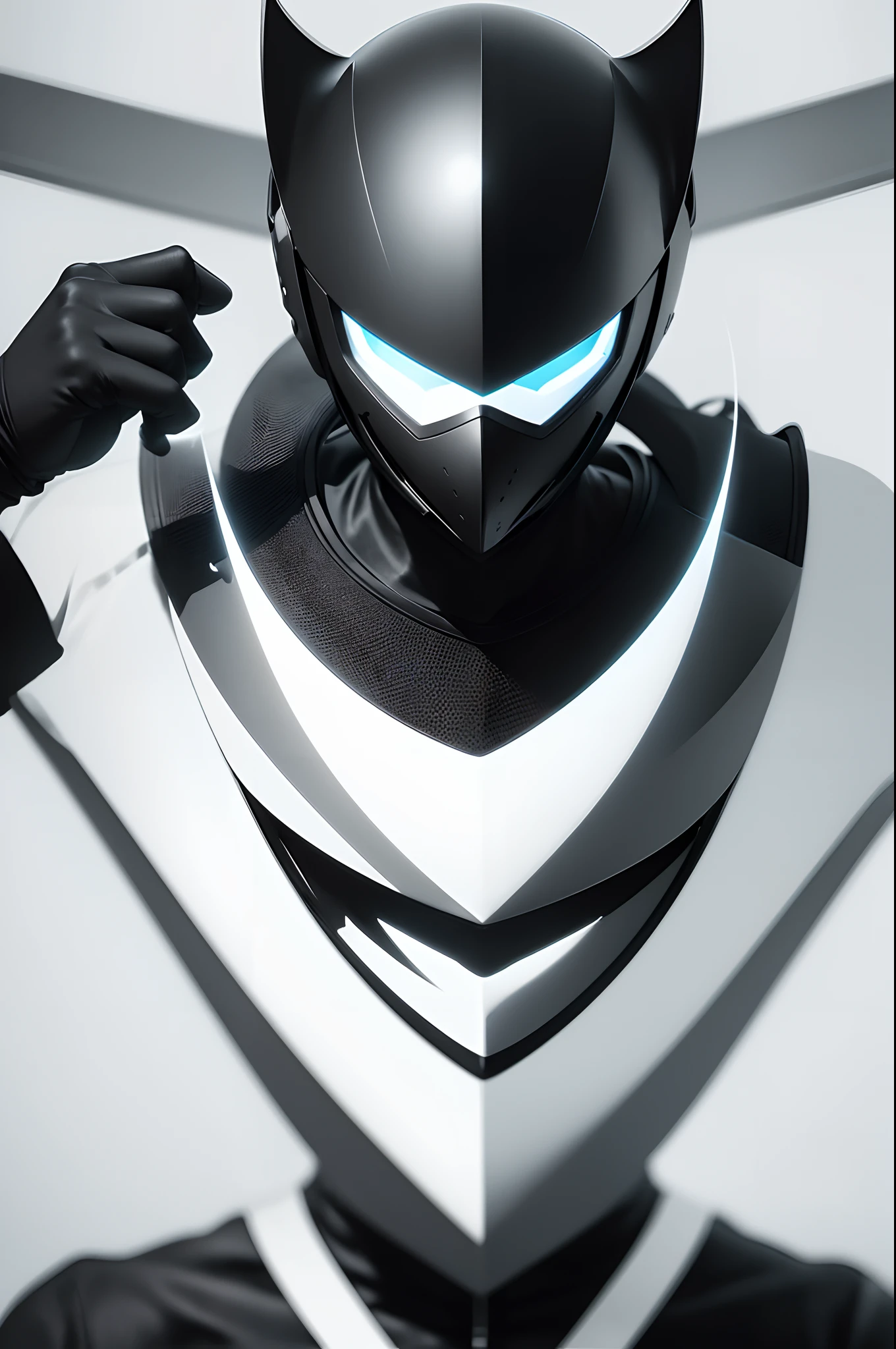 High-tech mask with a very minimalist design,(((Epoch-making minimalist design,Smooth, strongly reflective surface))),Facial expressions cannot be seen because of reflexes