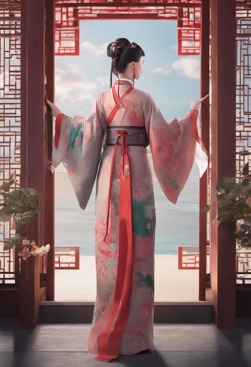 1girl in.Solo,Hanfu,Chinese clothing,(backfacing:1.2),photograph, masutepiece, photorealisim,Best Quality, 超A high resolution, Raw photo, photo shot, Professional, Amazing detail, Colorful, surrealism, masutepiece, Best Quality, nffsw, point of view, Highest Quality, Sharp Focus, digital art render, 8K,