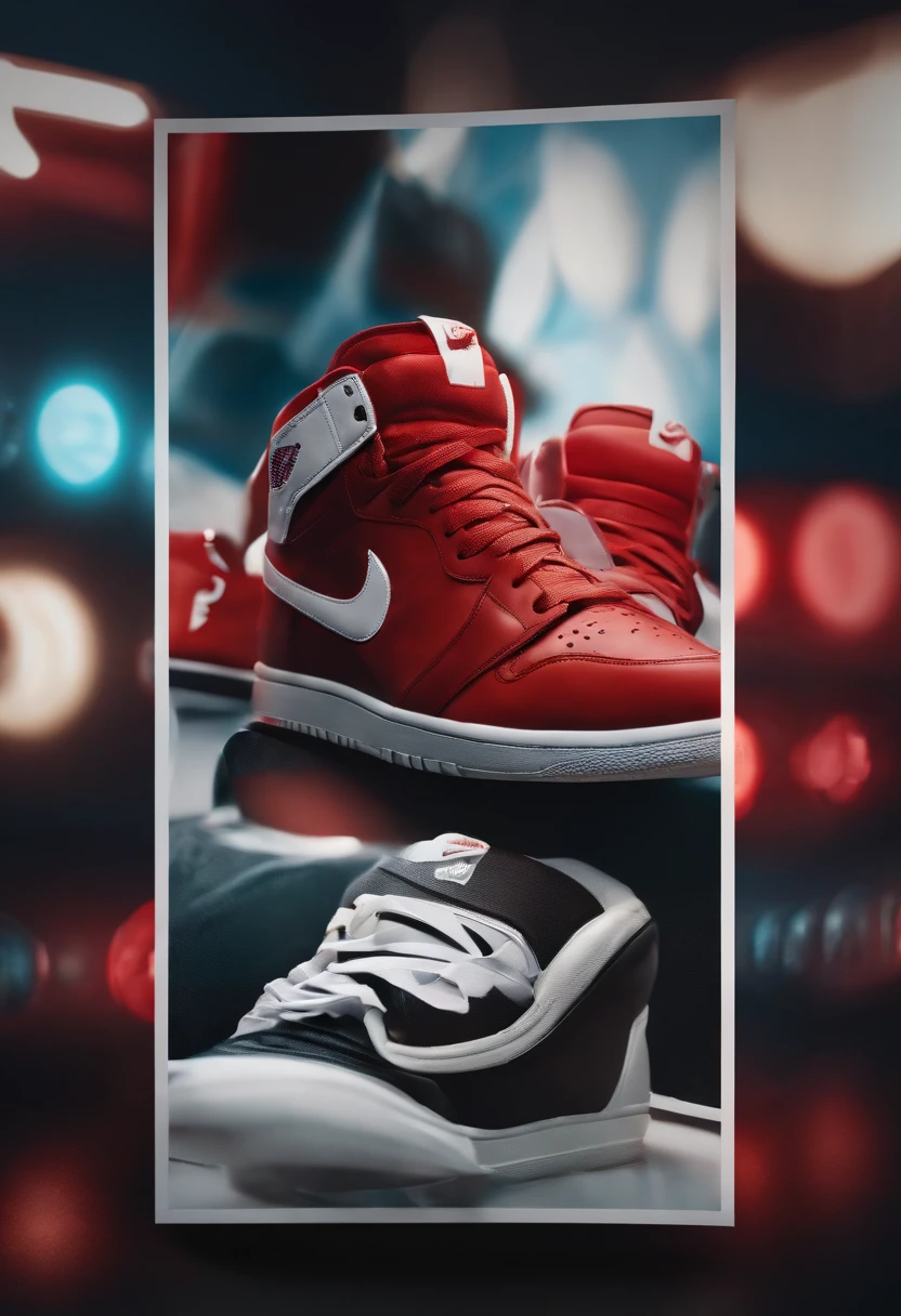 A poster or banner advertising sneakers, beautiful cinematic 8K realistic