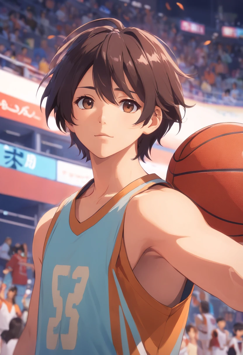 35mm camera lens，cool guy，athlete，basketball ball，Shooting，detailedbackground，Asian Games，Full body like，True skin texture，Smudge，Accurate facial features，dynamic blur，super-fine，ultra - detailed，high qulity，8K ，oc rendered，dynamic viewing angle，Hyper Real，Ultra photo realsisim