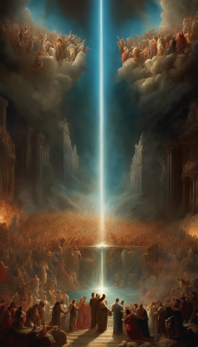 "The Last Judgement artwork inspired by the dramatic style of British artist John Martin." Lots of peoples, extremely detailed, 4K