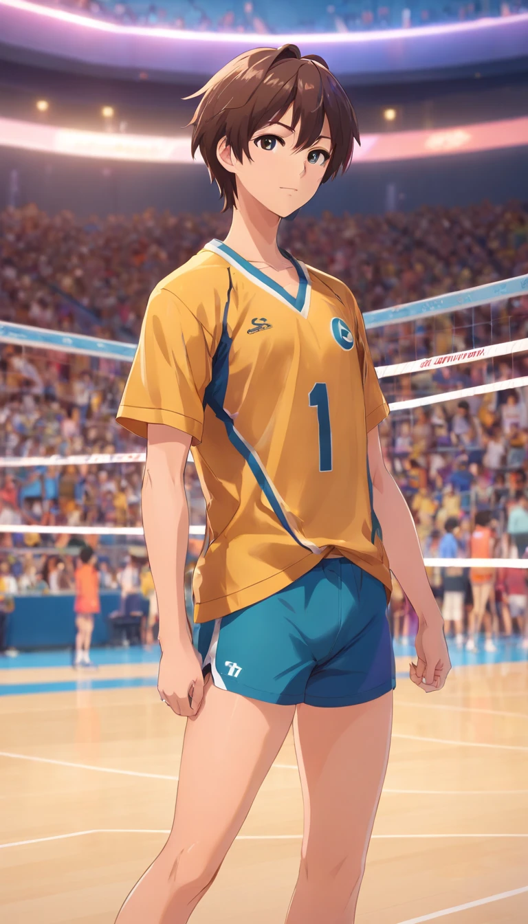 35mm camera lens,cool guy,athlete,Volleyball,detailedbackground,Asian Games,Full body like,True skin texture,Smudge,Accurate facial features,dynamic blur,super-fine,ultra - detailed,high qulity,8K ,oc rendered,dynamic viewing angle,Hyper Real,Ultra photo realsisim