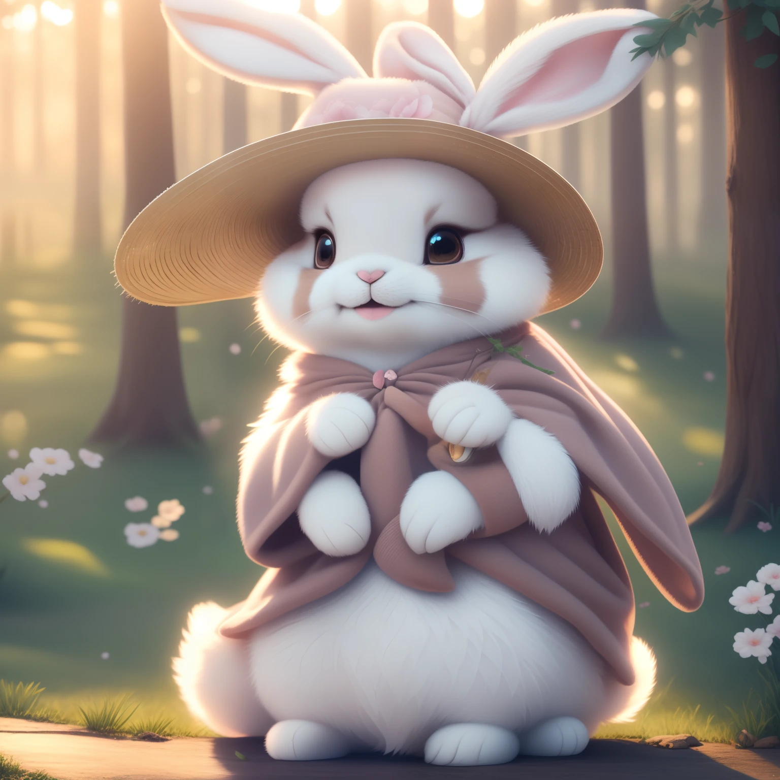 (a prompt example)
"(best quality,8k,highres,masterpiece:1.2),ultra-detailed,physically-based rendering,a cute bunny with one ear bent,wearing clothes,wearing a hat,lifting two front paws,soft fur,friendly expression,soft and fluffy cotton tail,furry paws and ears,green meadow background,sunshine filtering through the trees,vibrant colors,two vibrant pink flowers in the bunny's paws,vivid blue sky with fluffy white clouds,sparkling highlights on the bunny's fur,immersive 3D-like depth,elegant posture,mischievous smile,playful and energetic vibe,whimsical and dreamy atmosphere,lively and lively eyes,delicate stitches on the clothes,meticulous attention to details,intricate patterns on the hat,fine shadows and highlights,rich texture on the bunny's fur,realistic shading and lighting effects,subtle bounce light on the bunny's body,natural and soft color palette,subtle bokeh effect,gentle and warm sunlight,captivating and enchanting scene."