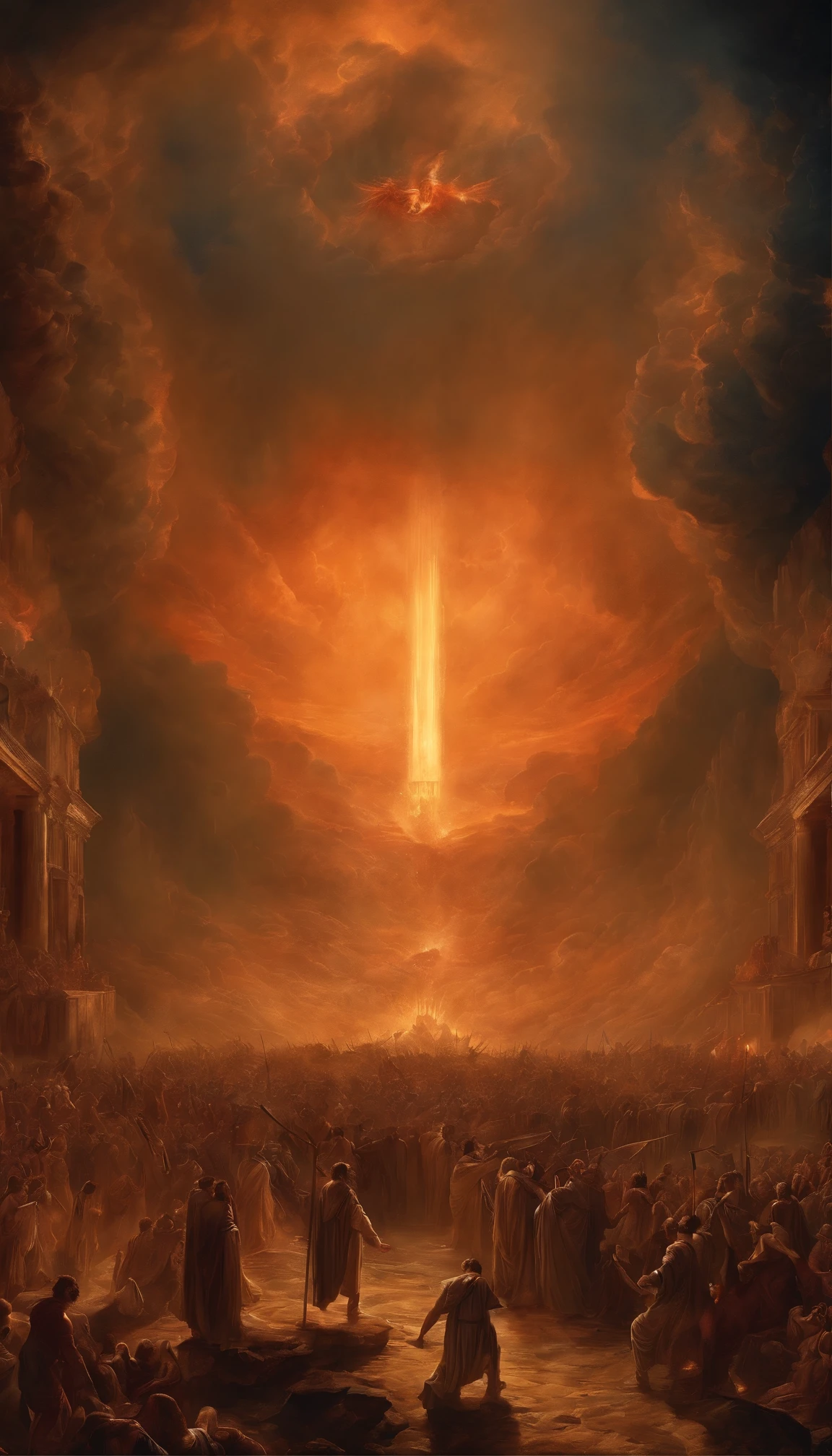 "The Last Judgement artwork inspired by the dramatic style of British artist John Martin." Lots of peoples, extremely detailed, 4K