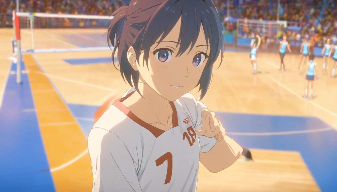 35mm camera lens,cool guy,athlete,Play volleyball,detailedbackground,Asian Games,Full body like,True skin texture,Smudge,Accurate facial features,dynamic blur,super-fine,ultra - detailed,high qulity,8K ,oc rendered,dynamic viewing angle,Hyper Real,Ultra photo realsisim