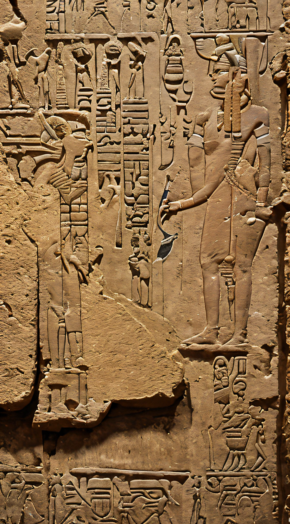 A close-up of ancient Egyptian hieroglyphs