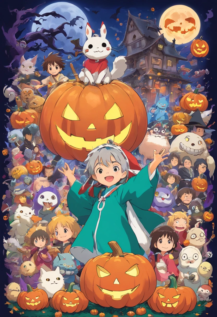 Halloween、a sticker、colourfull、busy、jumbled、Super Deformed