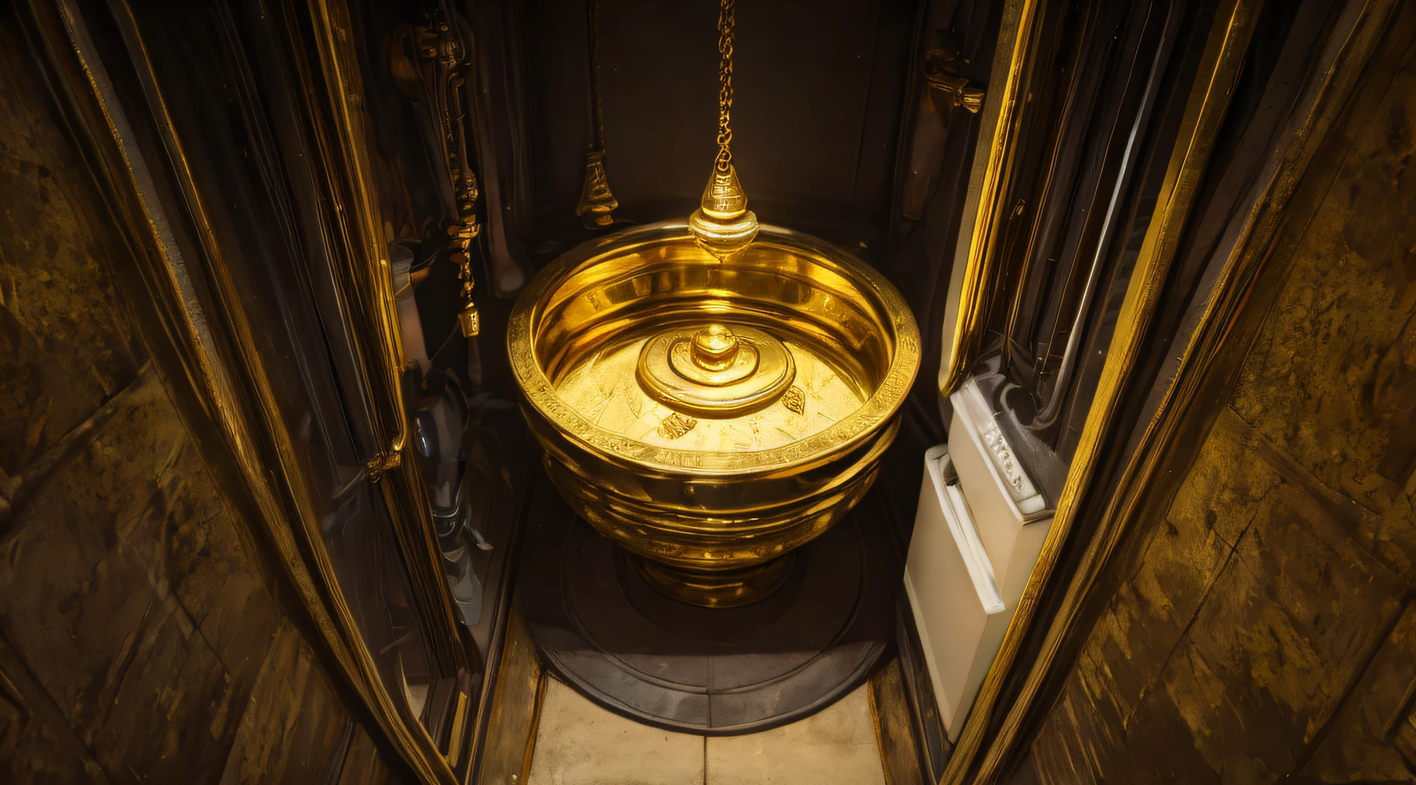 A hidden chamber filled with gold artifacts.