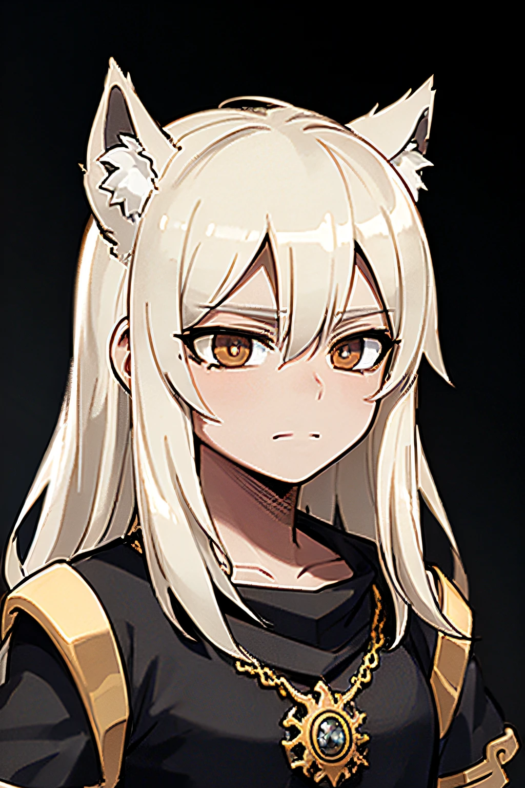 Ancient kings,male people,Wolf ears,Pure black background,portraitures,expressiveless,Light skin tone