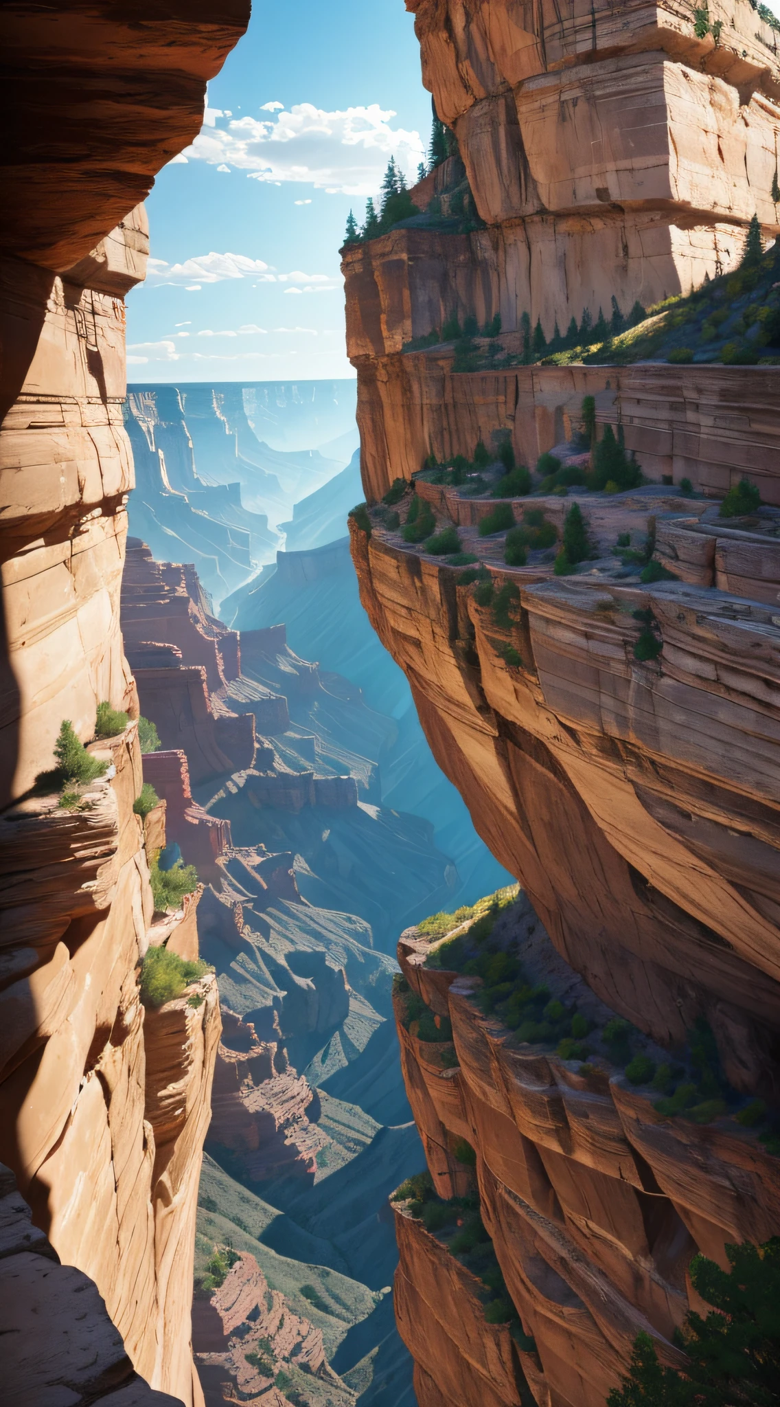 A narrow ledge overlooking a breathtaking canyon vista.