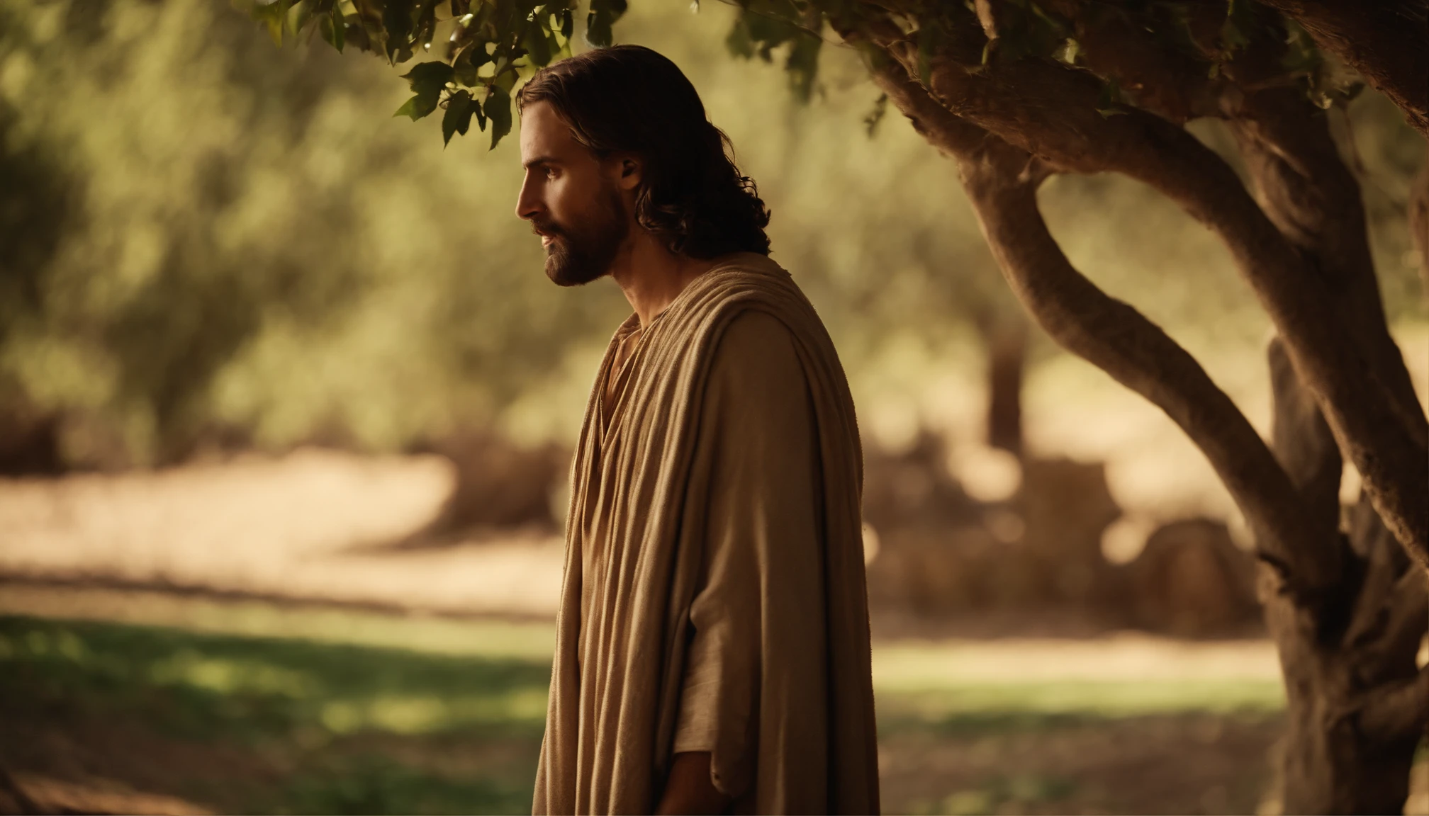 jesus conversando com um homem jovem. are under fig trees. His name is Nathaniel, Biblical character