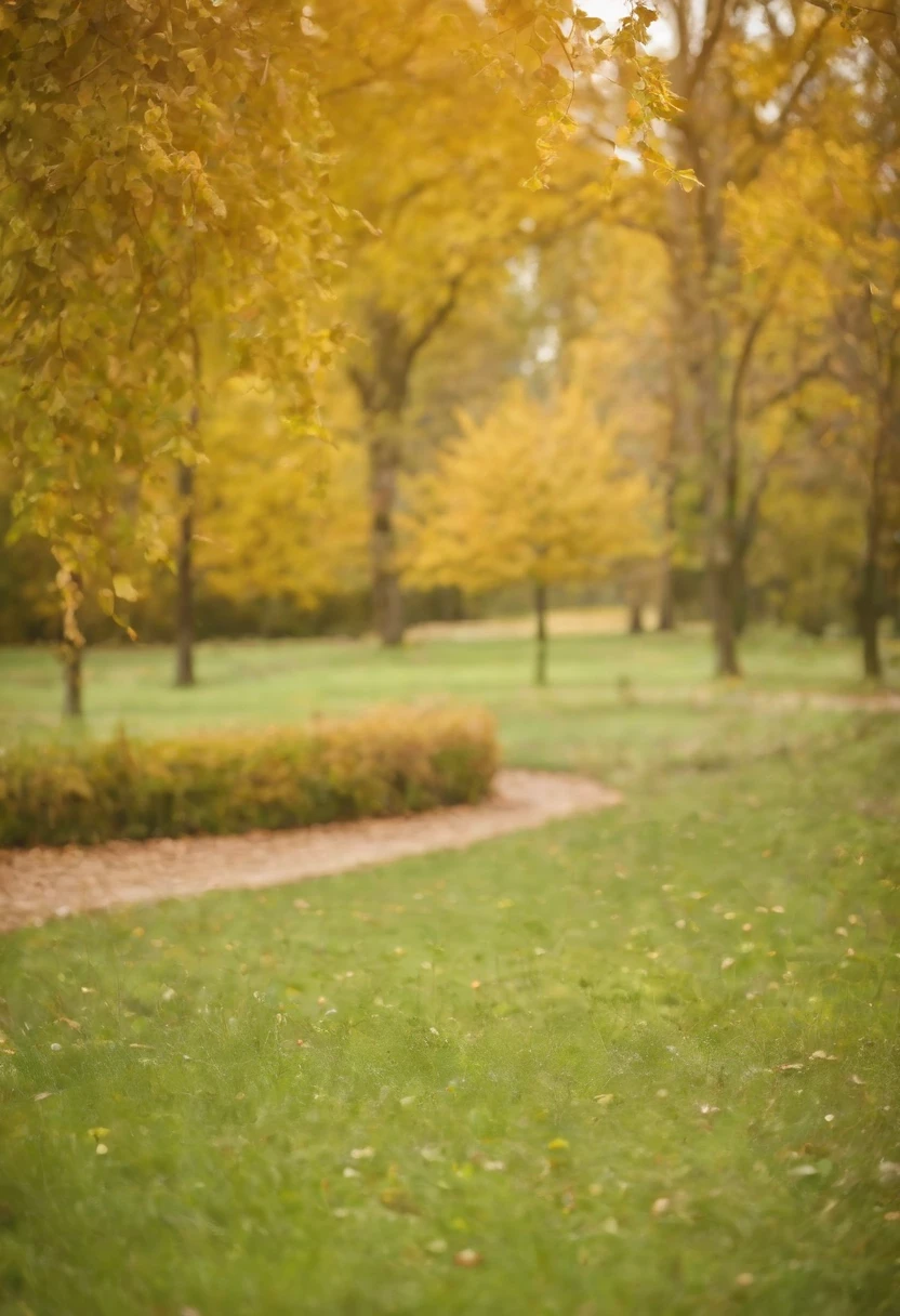 A park, the trees, track, autumn, green grass, leaves, Bokeh background