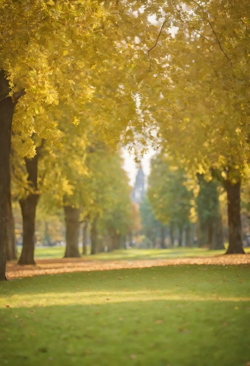 A park, the trees, track, autumn, green grass, leaves, Bokeh background
