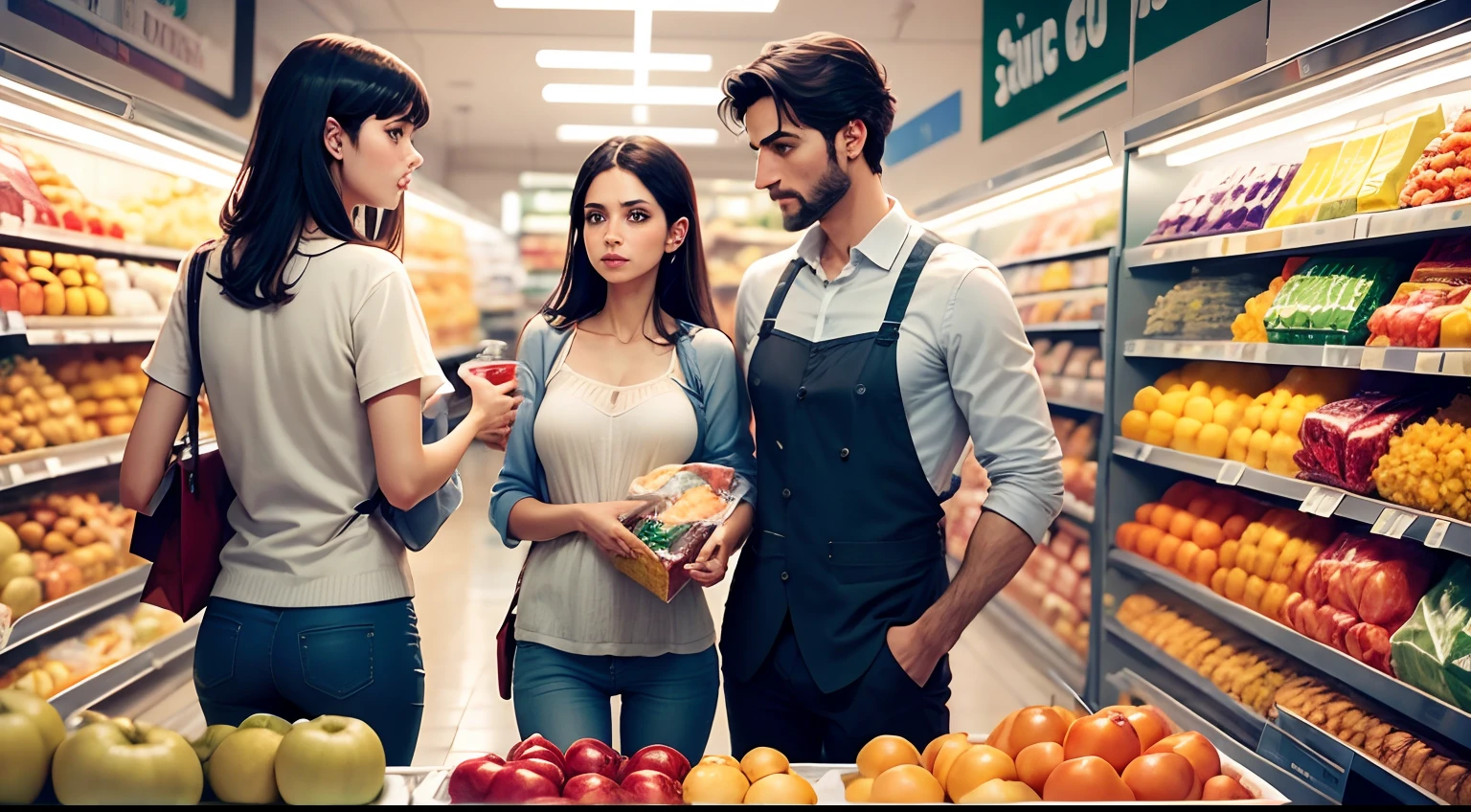 Italian family shopping at supermarket