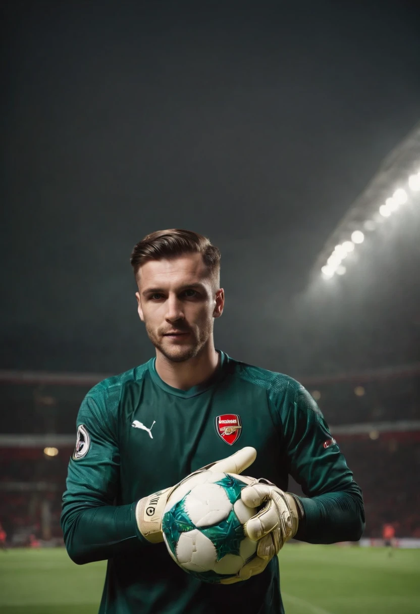 Homem Soccer Player Goalkeeper with goalkeeper's glove, in Arsenal