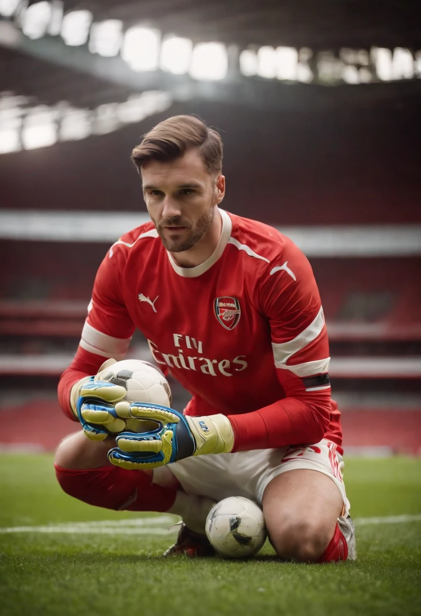 Homem Soccer Player Goalkeeper with goalkeeper's glove, in Arsenal