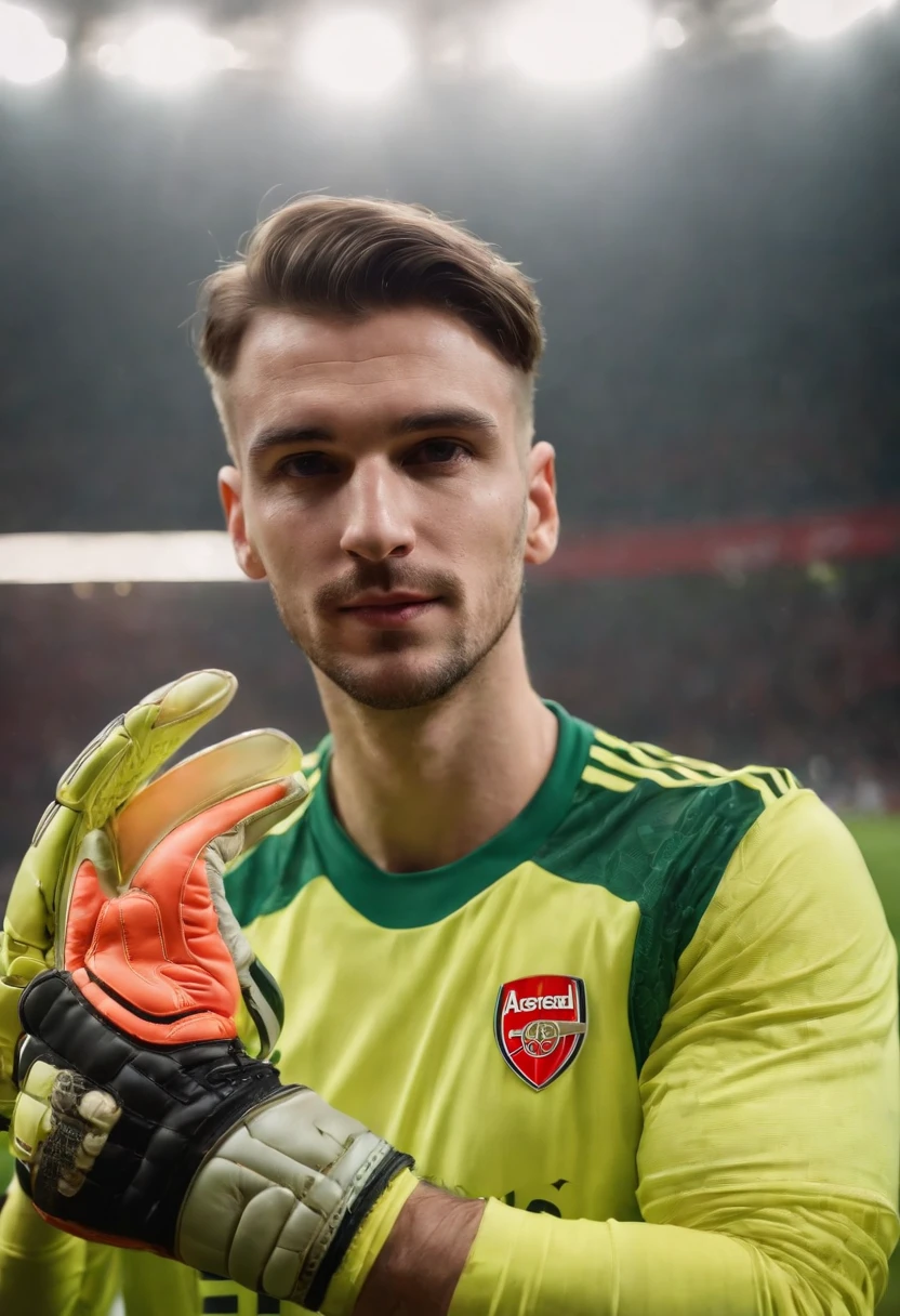 Homem Soccer Player Goalkeeper with goalkeeper's glove, in Arsenal, tatuagens