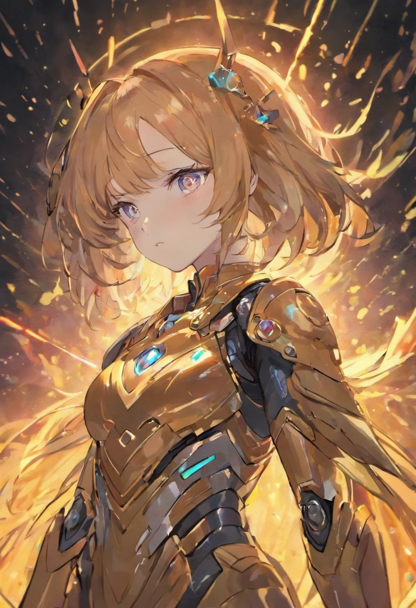独奏,with light glowing,1boy,Upper body,malefocus,armour,eBlue eyes,shelmet,Power armor,sci-fy