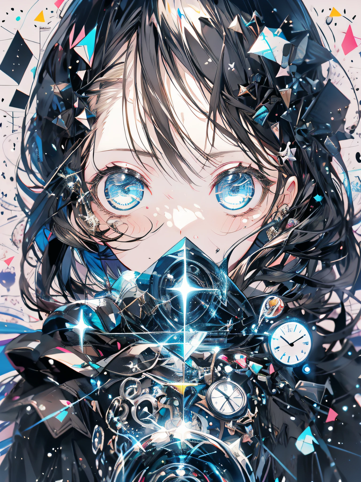 girl,Black and white,Mapping the clock in the eyes