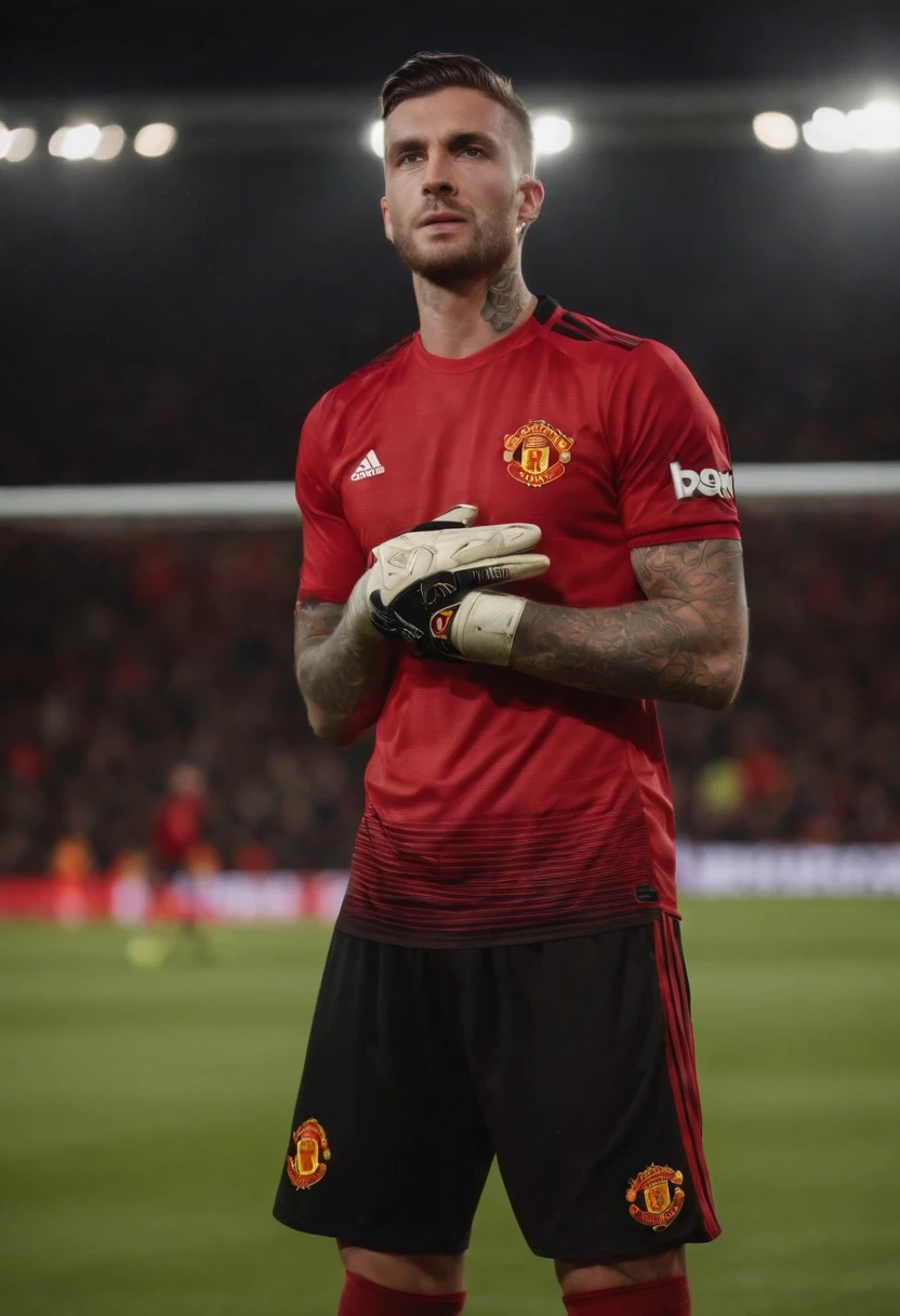 Homem Soccer Player Goalkeeper With tattoos, in Manchester United