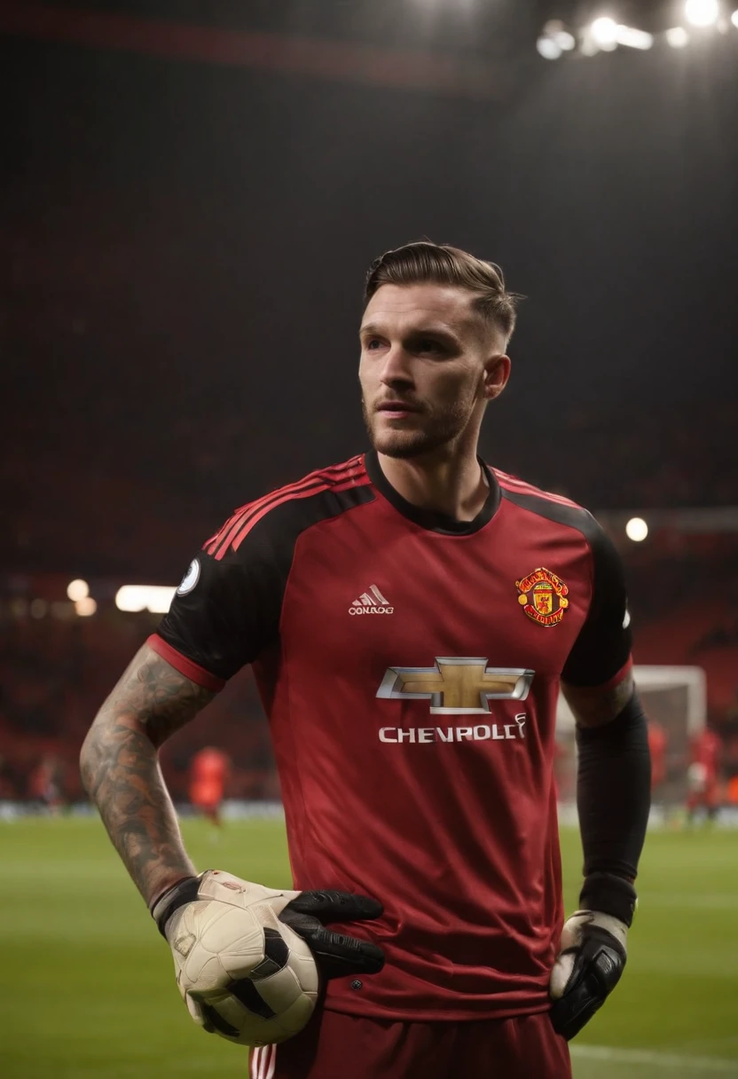 Homem Soccer Player Goalkeeper With tattoos, in Manchester United