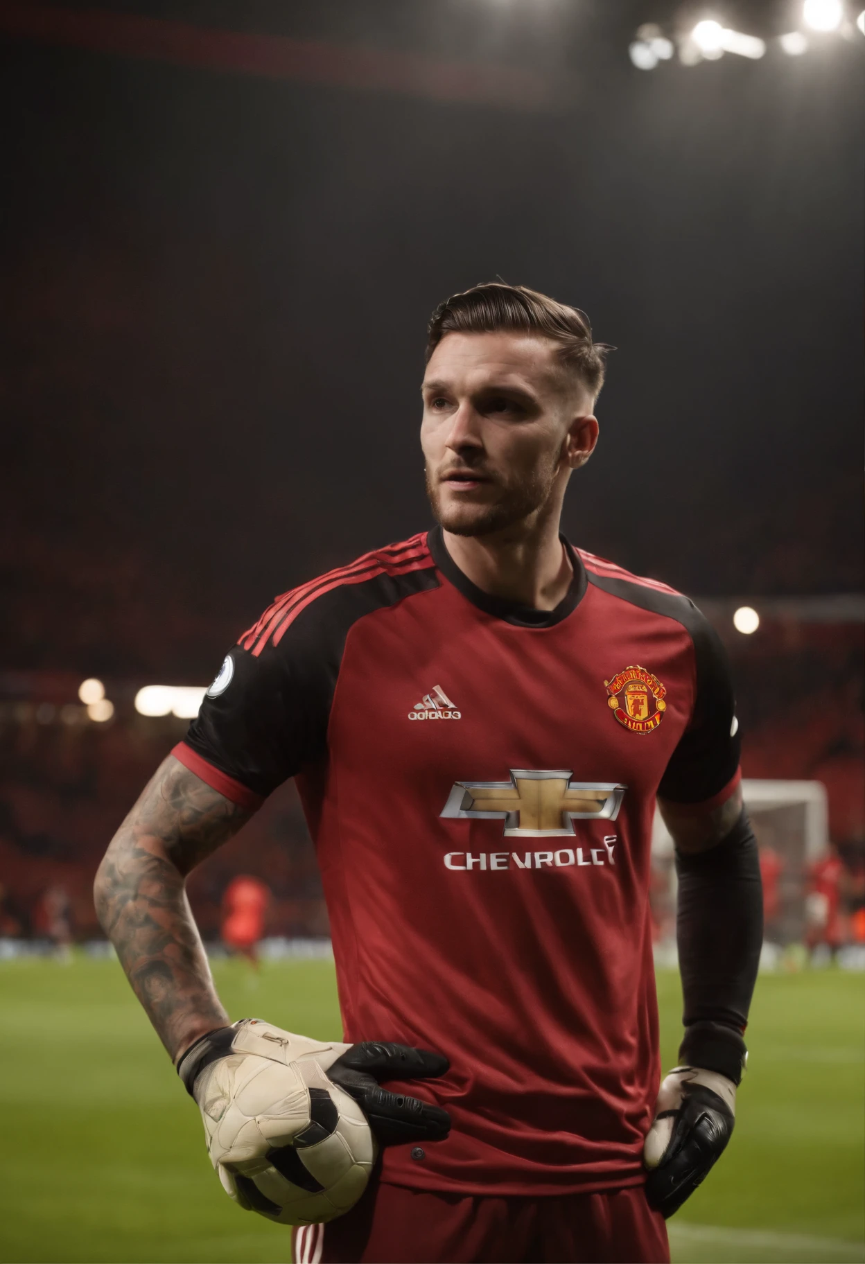Homem Soccer Player Goalkeeper With tattoos, in Manchester United