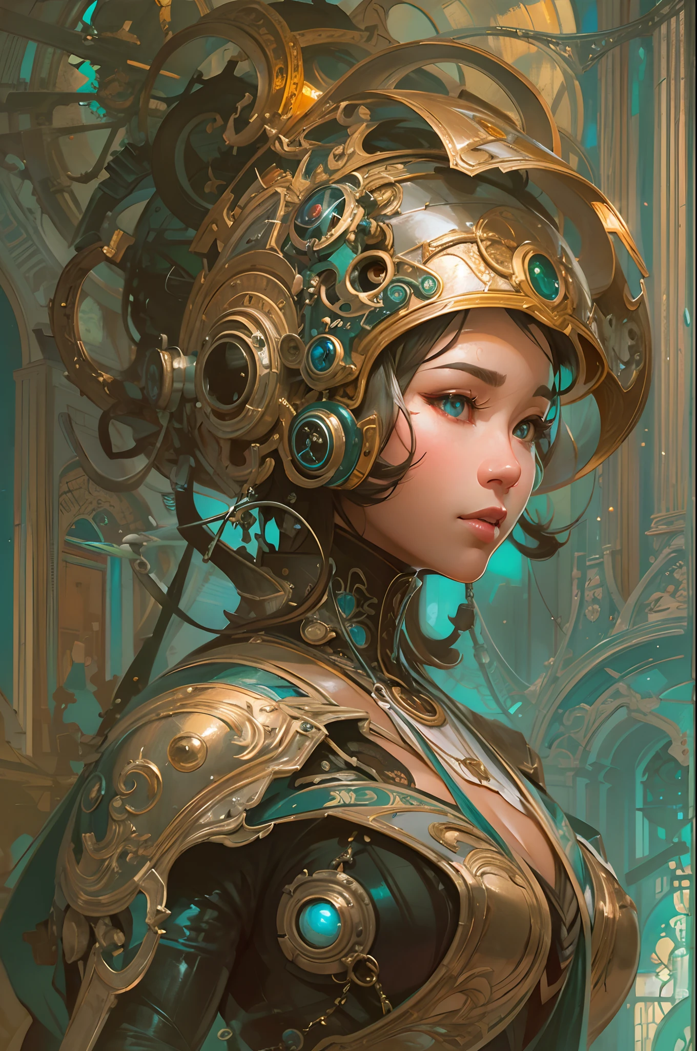 A beautiful Asian woman is walking in love hand in hand with a retro-futuristic steampunk robot, oil paint, thick brush strokes, fantasy style, art, sketch, drawing, unreal engine, greg rutkowski, loish, rhads, beeple, makoto shinkai and lois van baarle, ilya kuvshinov, rossdraws, tom bagshaw, alphonse mucha, global illumination, detailed and intricate environment