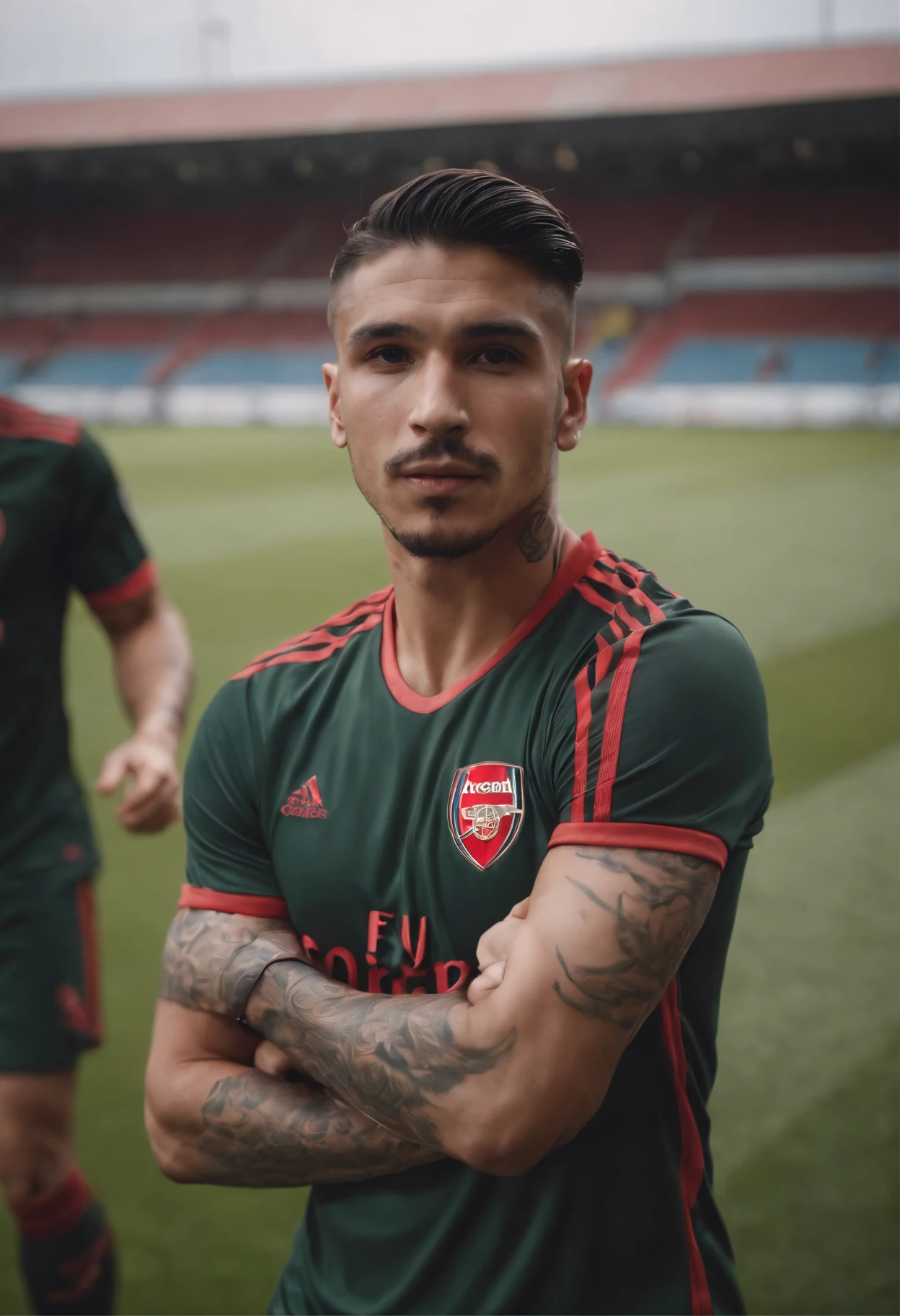 Homem Soccer Player mexicano in Arsenal, Tattoos on the arm