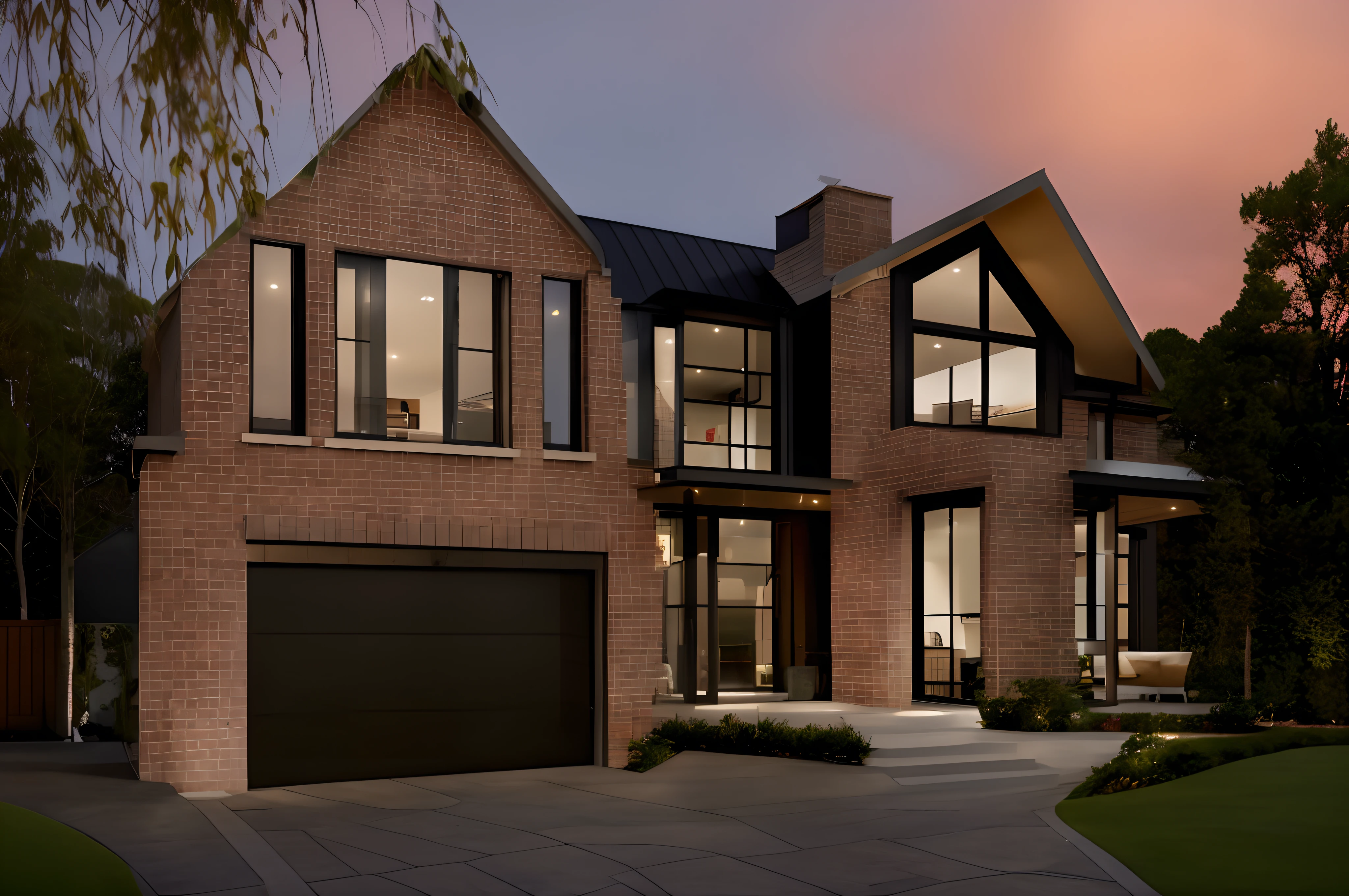 Contemporary house with large windows and clean lines