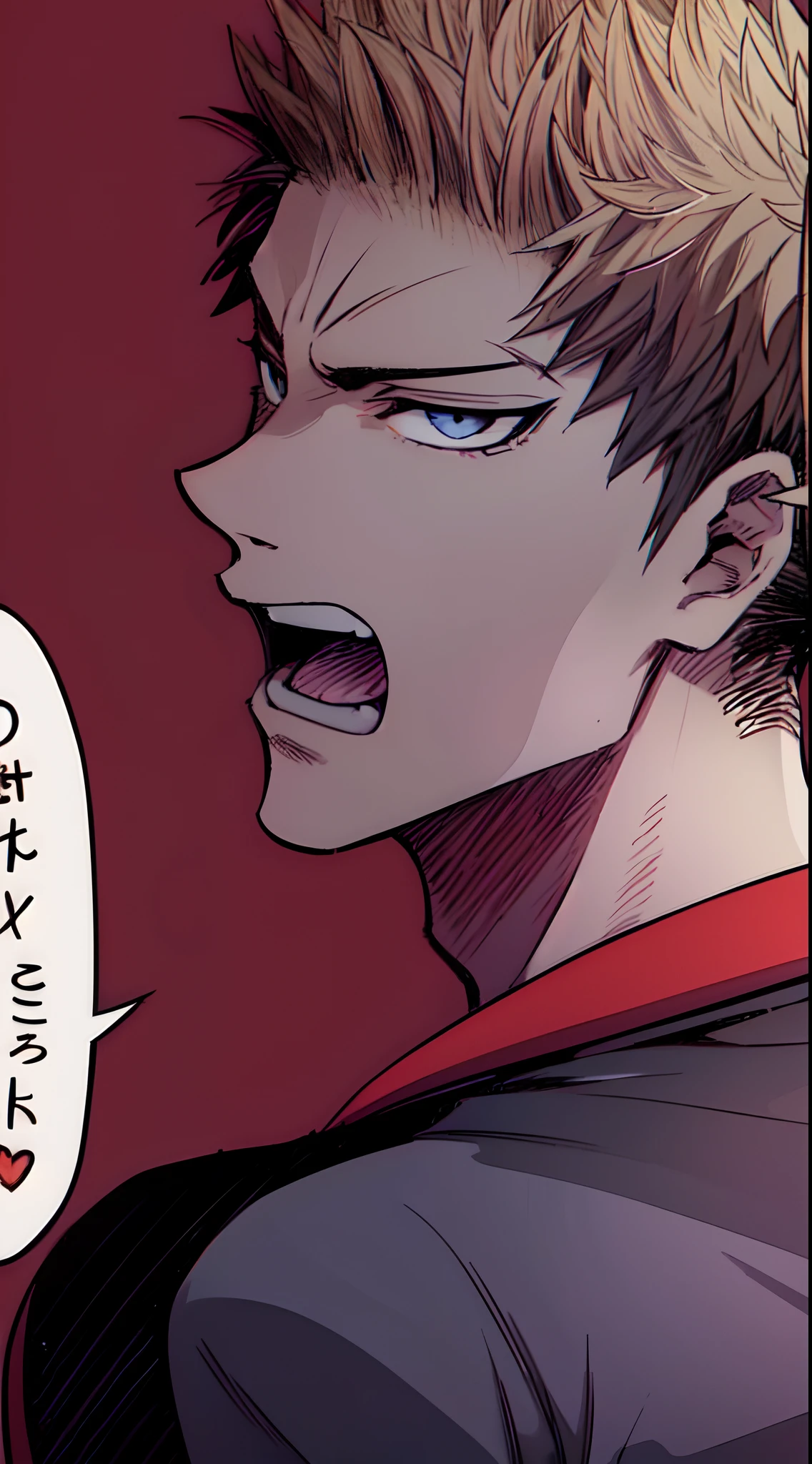 a anime of a boy cartoon from behind, open mouth, from behind, manga, text manga, color manga, manga color, color manga, color manga panel, a simple background