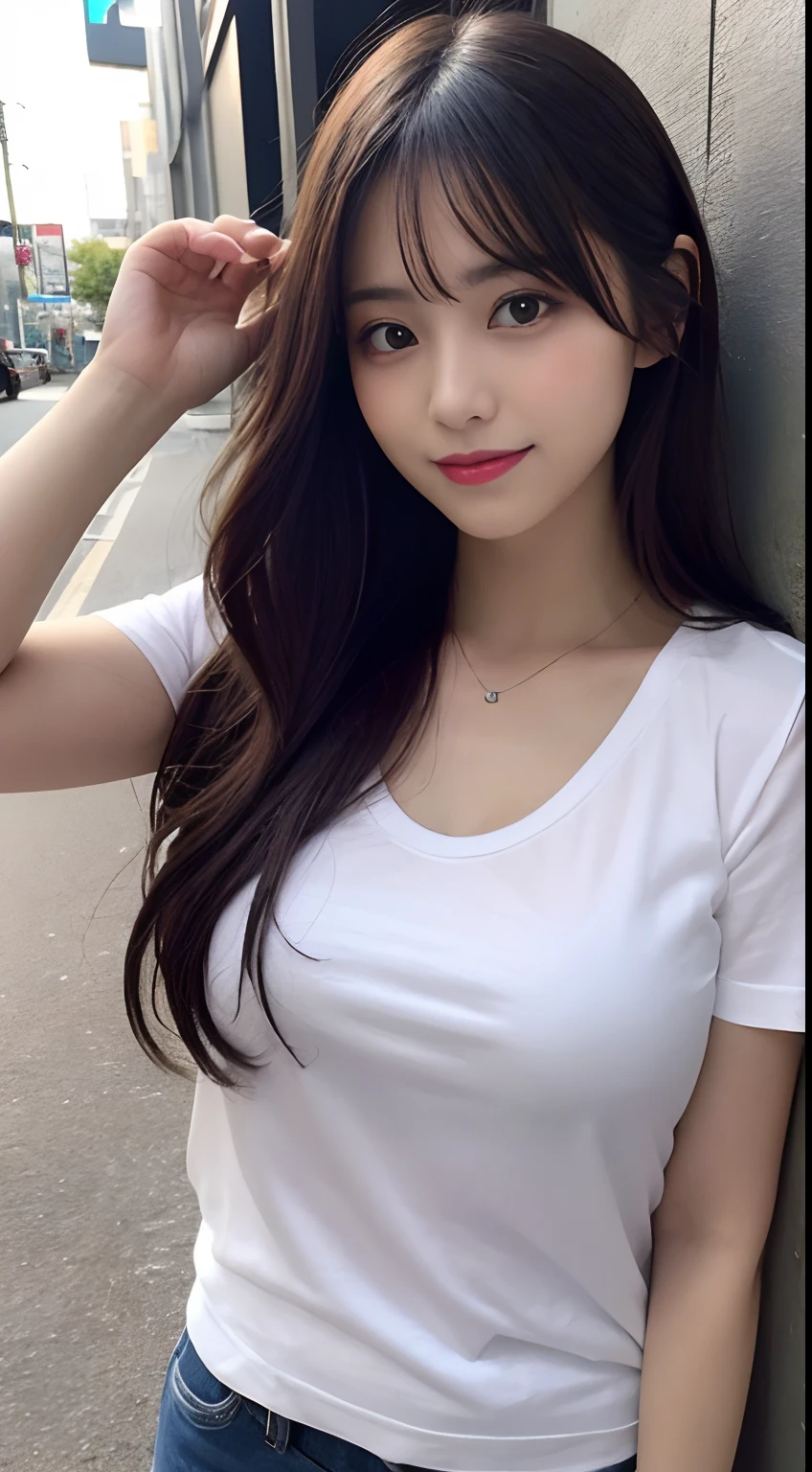 1 Girl,Leaning on the table,Soft Light,Chinese Beauty,Suspender Skirt,Dark-haired,Length of hair