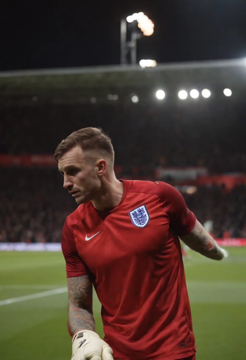 Homem Soccer Player England goalkeeper, England shirt, arm tattoos, Jay Tyler
