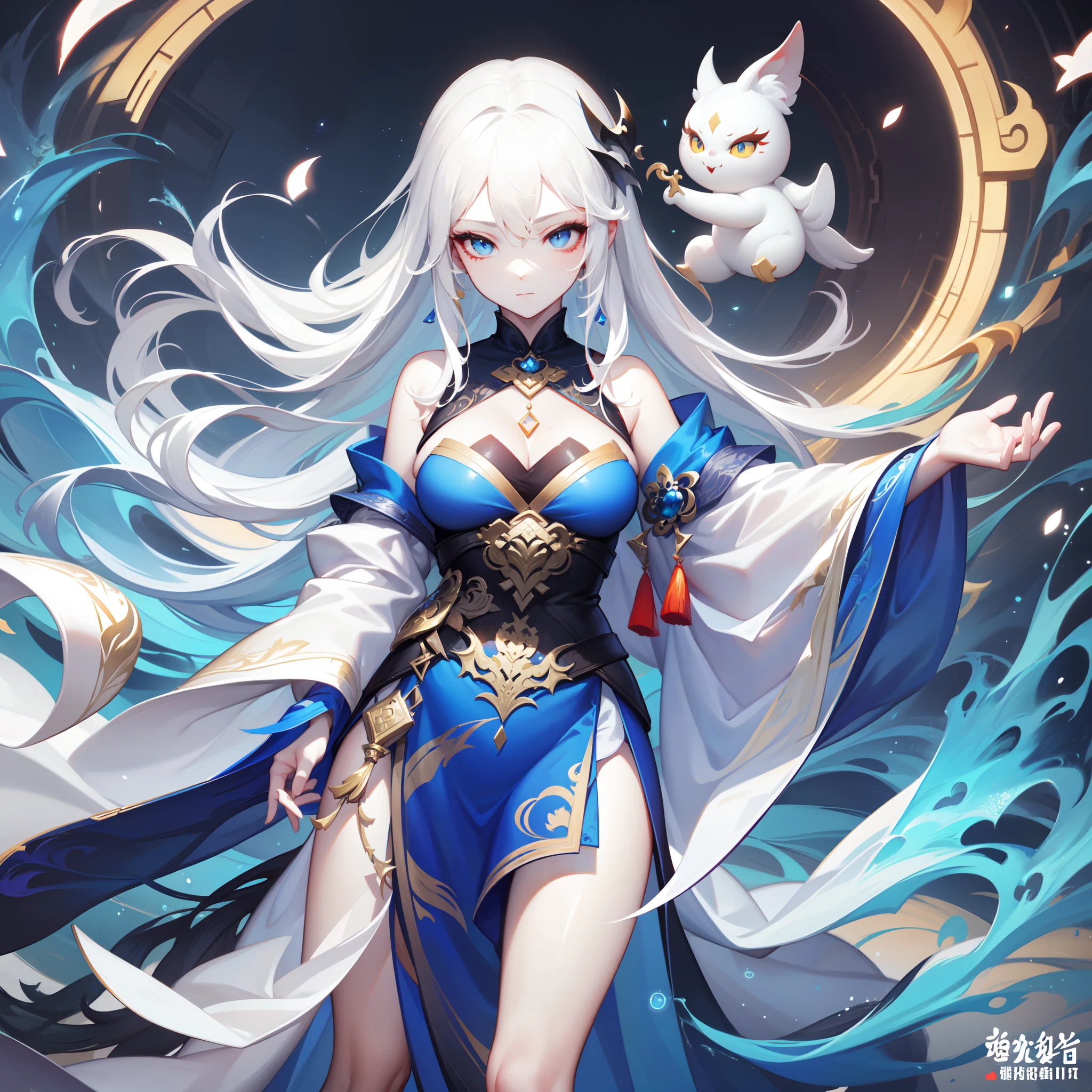 1 girl, long white hair, wings on head, blue snake girl, snake girl, mature girl, ((blue eyes)), ((full lips)), (high detailed), beautiful, blue snake tail, amazing, high detailed eyes, high detailed face, perfect hands, masterpiece, best quality, looking at viewer, detailed eyes, River, lamia --auto --s2