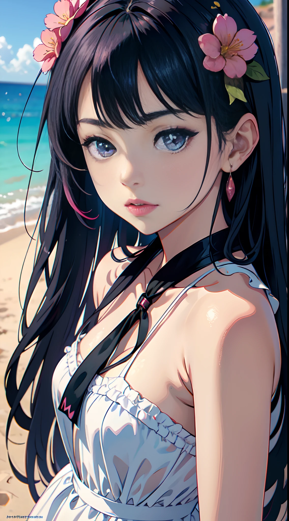 (masutepiece:1.4), (Upper body),a close up of a woman with a very long hair, (blue color hair) ,near the ocean, detailed digital anime art, photorealistic anime girl render, extremely detailed artgerm, ig model artgerm, realistic anime 3 d style, realistic anime artstyle, artgerm. high detail, anime style 4 k, nico robin