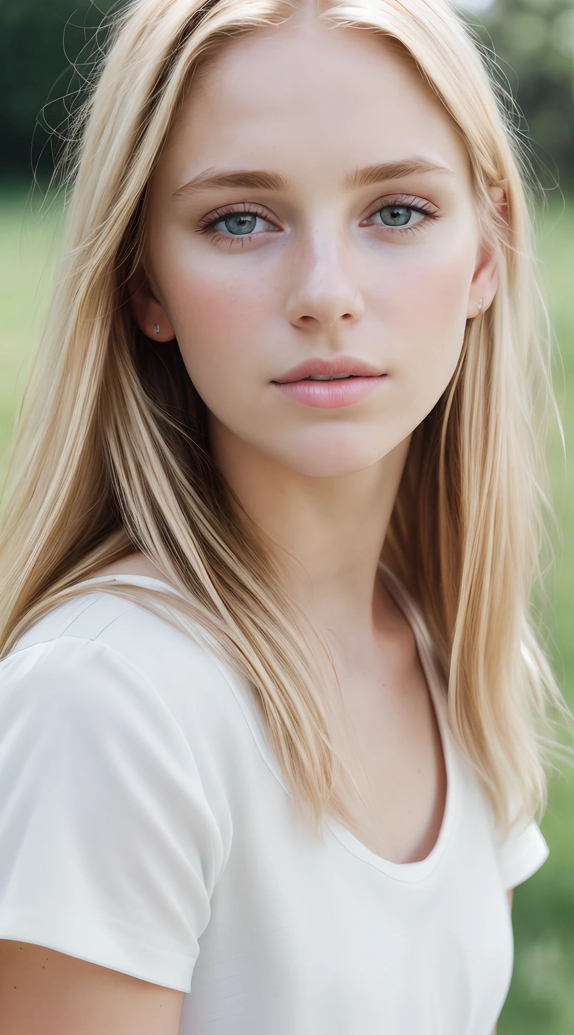 angel, armor gold , young blonde woman,beautiful blonde woman dress white, (masterpiece, best quality, high resolution:1.4), 1girl, angel, skin pores texture, Hair blonde, HD , Photography, movie, cinematic, full Body, Realistic, (8k, RAW photo, best quality, masterpiece:1.2), (realistic, photo-realistic:1.33), best quality, detailed eyes blue, cute,natural lighting, depth of field, film grain, wrinkled skin, sharp, detailed and realistic portrait of a woman ,(freckles:0.5) , outside, wearing a white t shirt, staring at camera, chapped lips, soft natural lighting, portrait photography, magical photography, dramatic lighting, photo realism, ultra-detailed, intimate portrait composition, Leica 50mm,
