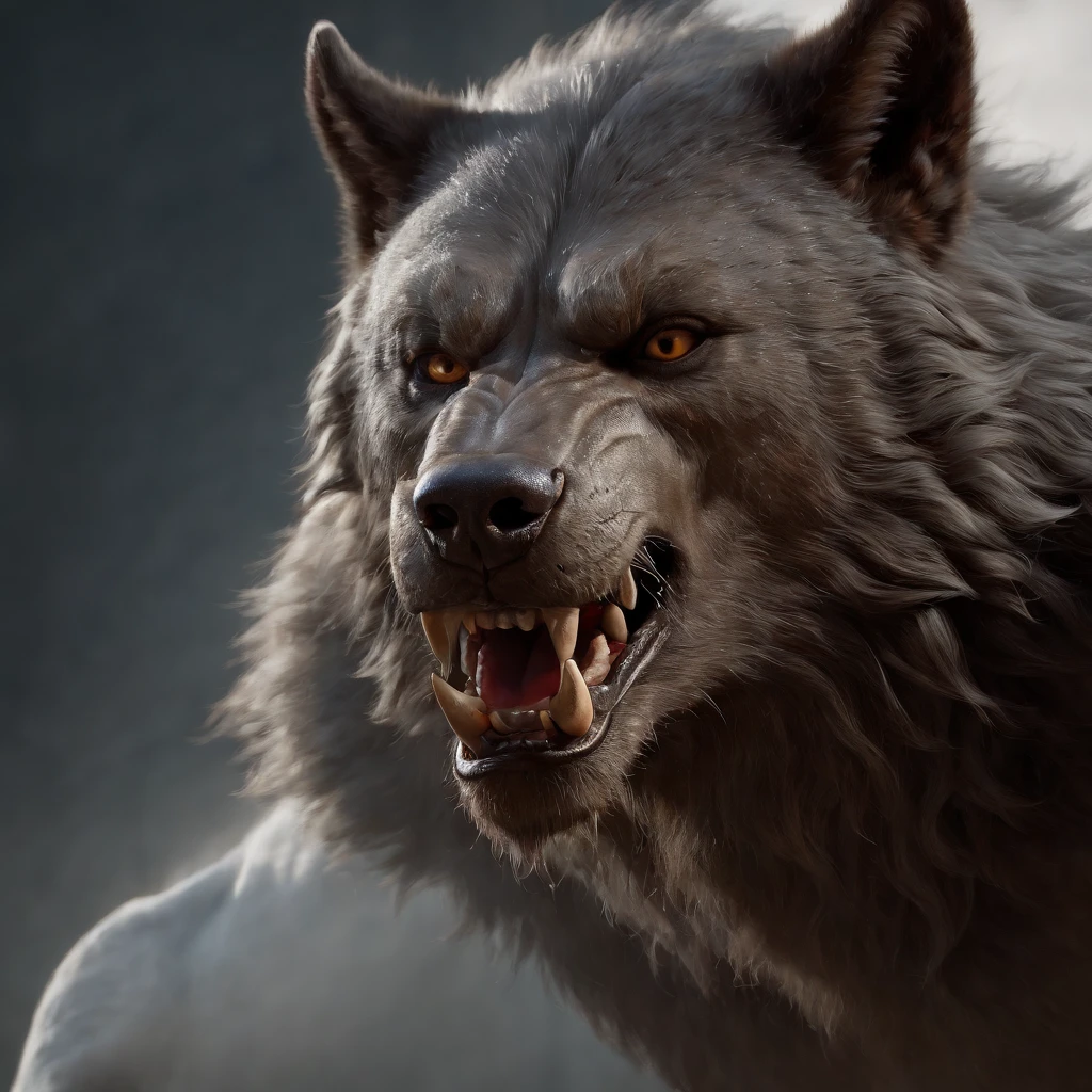 big muscled werewolf , realistic, high resolution, quality look, claws, menacing, brutal, look not intelligent