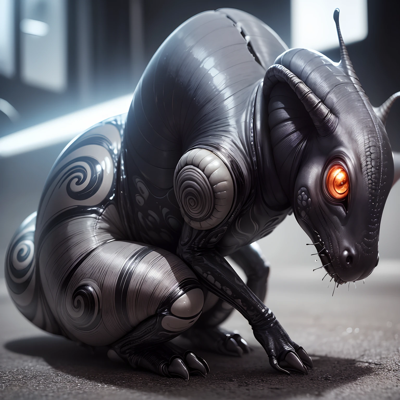 (Best Quality,Ultra-detailed,Realistic:1.37),Snail Phantom,Alien Symbiote Set,Atrocious,Full body